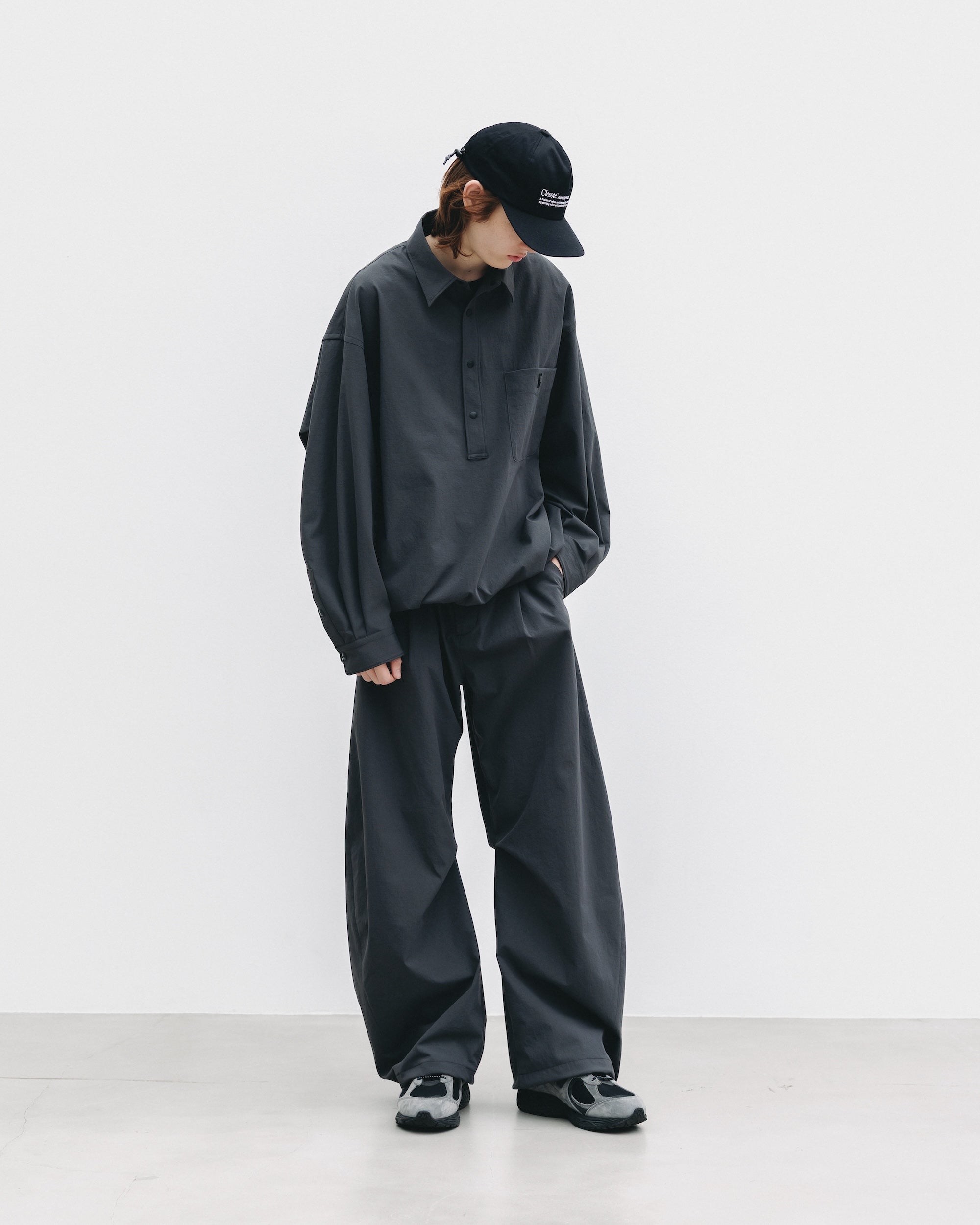【9.20 SAT 20:00- IN STOCK】CITY UNIFORM BARREL LEG EASY PANTS (GRAY)