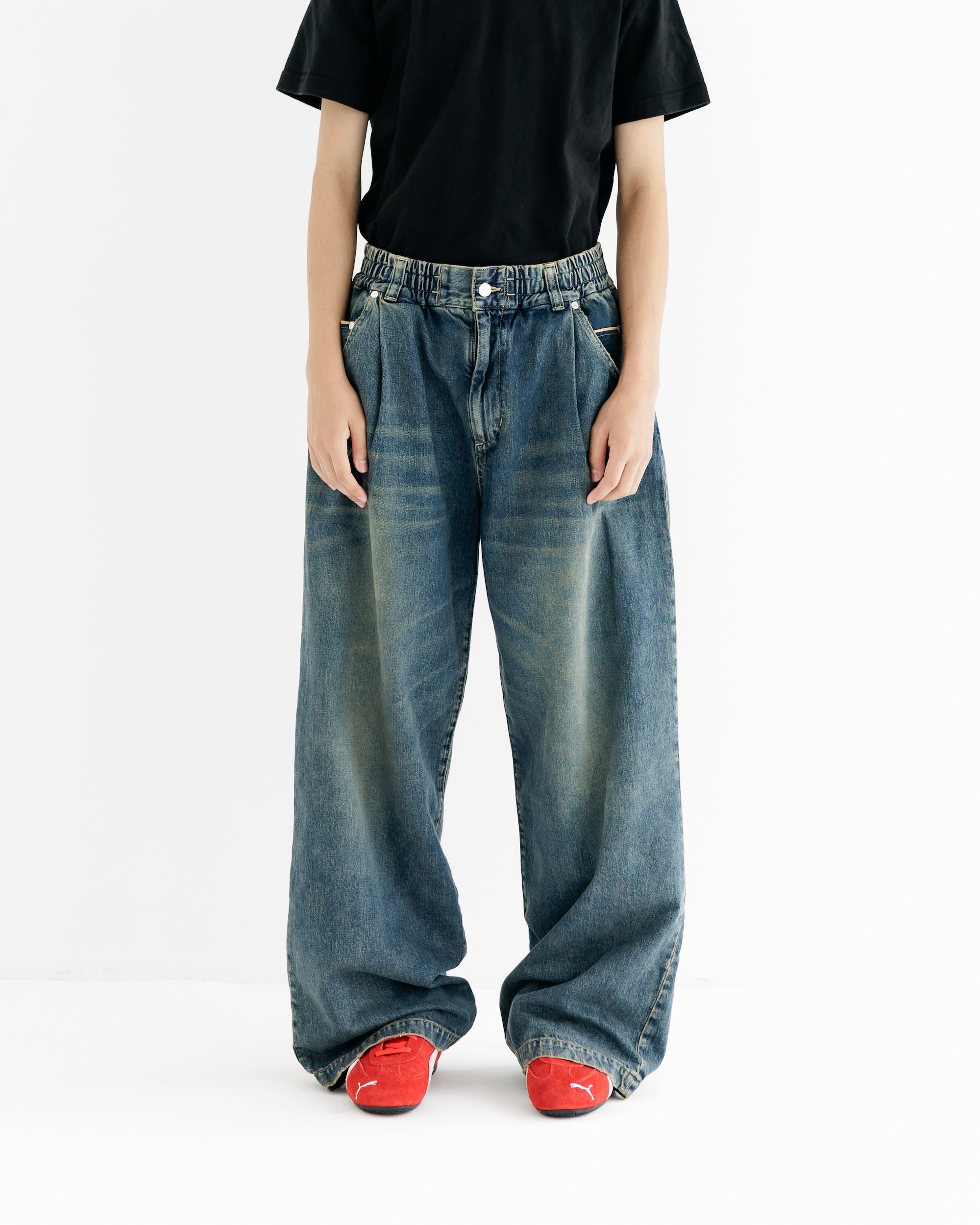 【8.30 SAT 20:00- IN STOCK】VINTAGE DYED SELVEDGE DENIM WIDE PANTS (VINTAGE INDIGO)