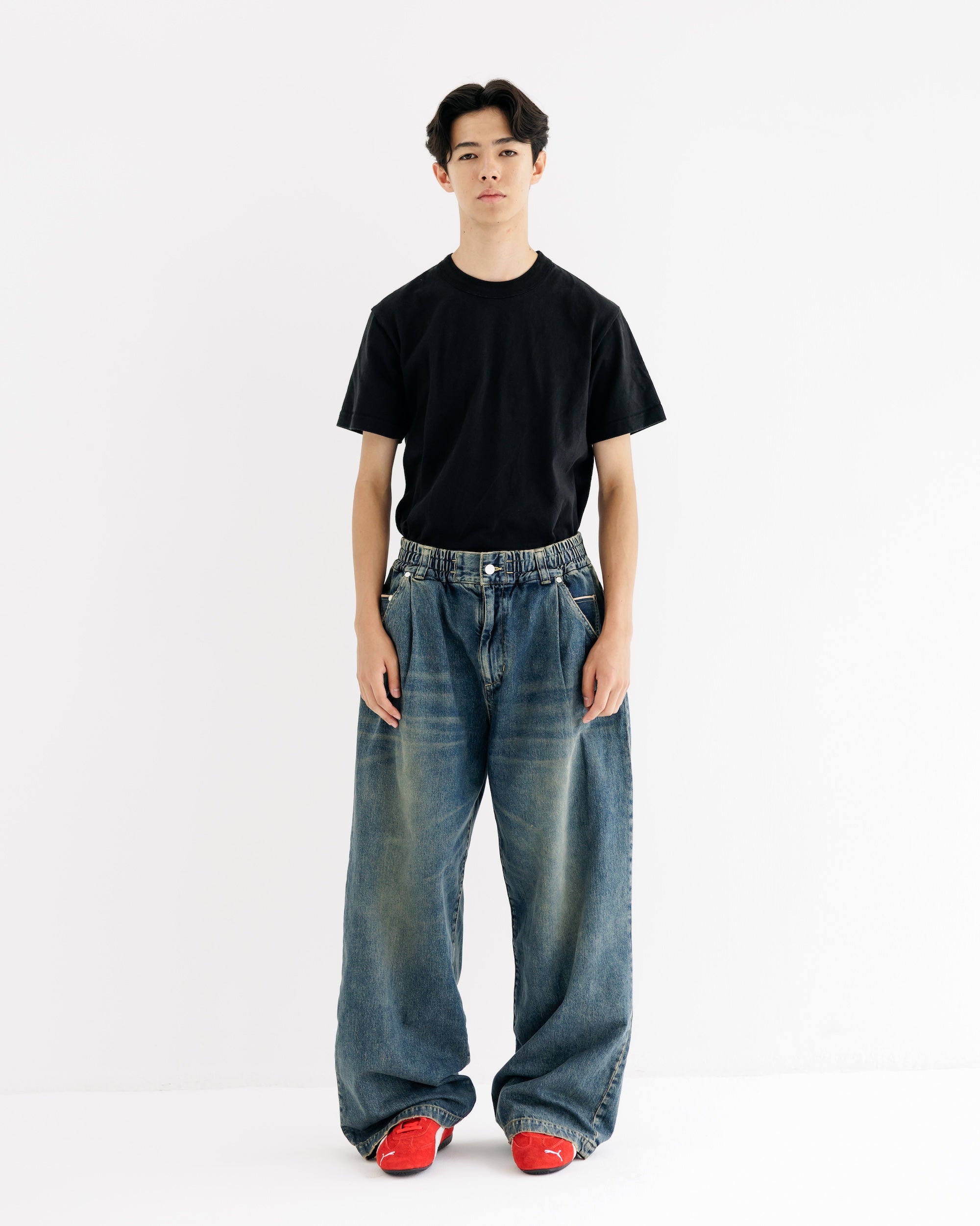【8.30 SAT 20:00- IN STOCK】VINTAGE DYED SELVEDGE DENIM WIDE PANTS (VINTAGE INDIGO)