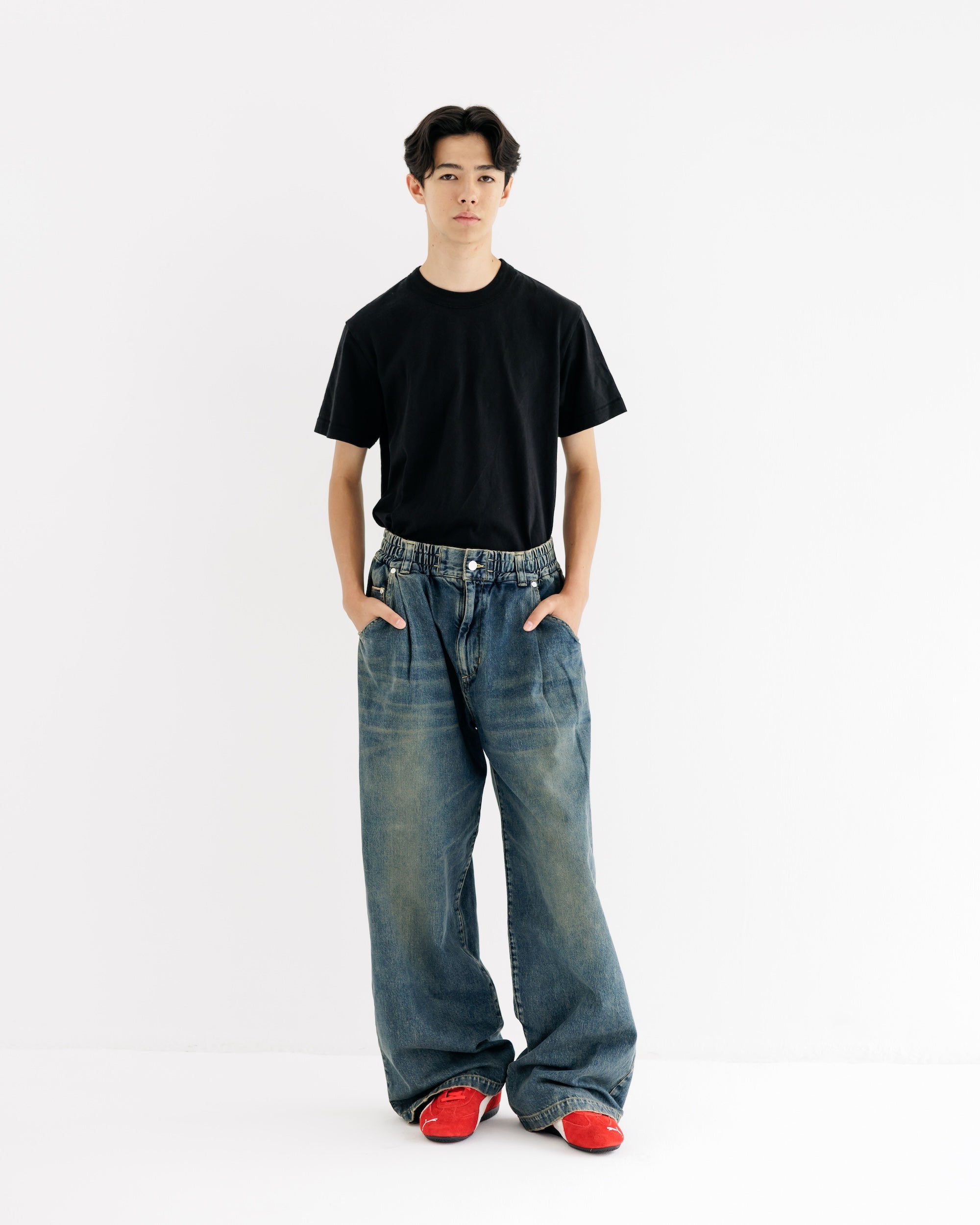【8.30 SAT 20:00- IN STOCK】VINTAGE DYED SELVEDGE DENIM WIDE PANTS (VINTAGE INDIGO)