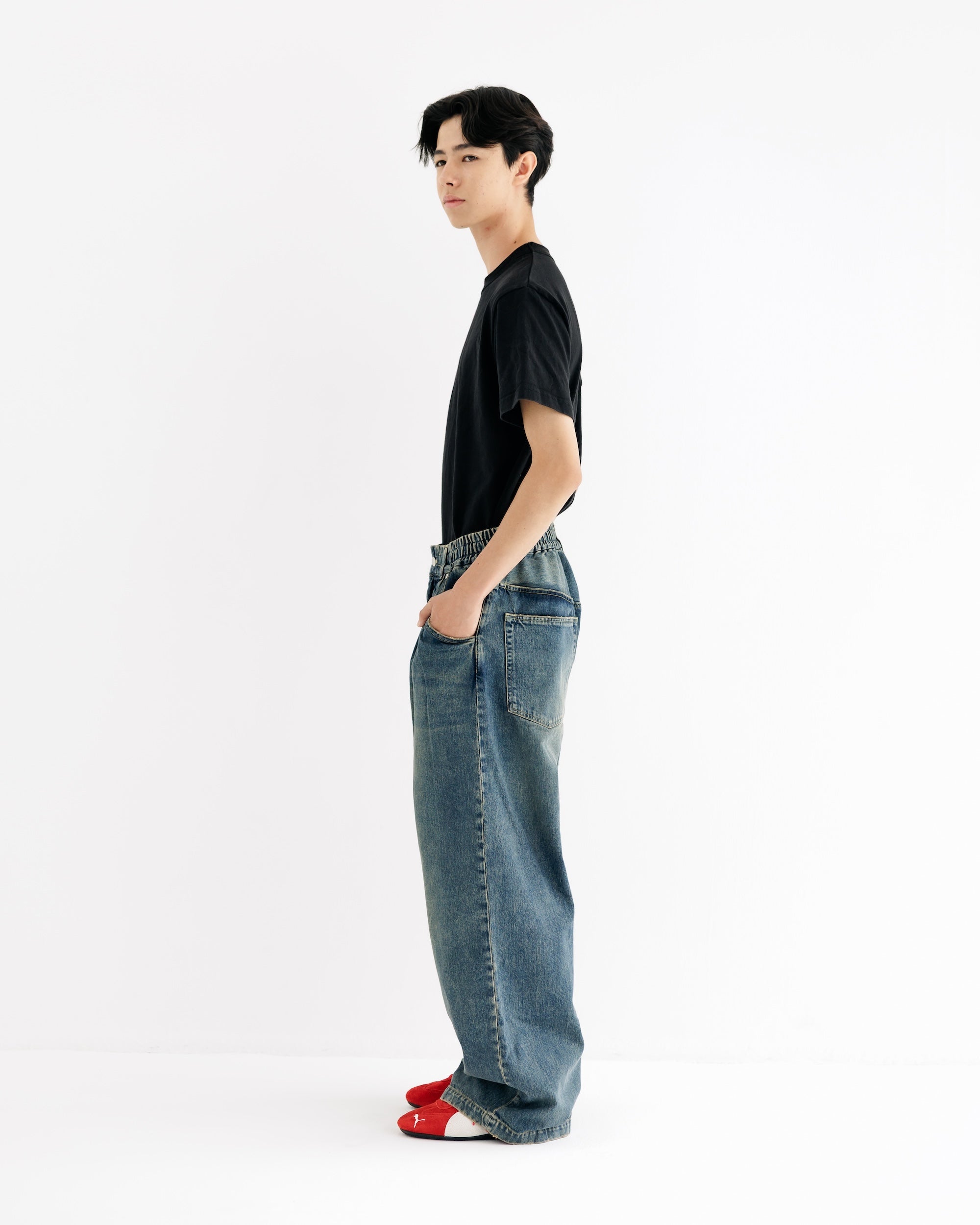 【8.30 SAT 20:00- IN STOCK】VINTAGE DYED SELVEDGE DENIM WIDE PANTS (VINTAGE INDIGO)