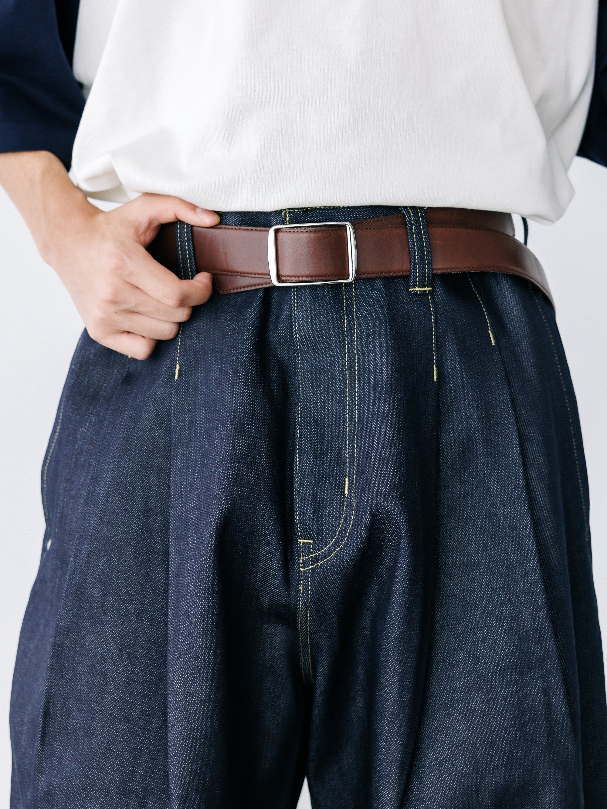 【8.19 WED 20:00- IN STOCK】HOLELESS ESSENTIAL LEATHER BELT (BROWN)