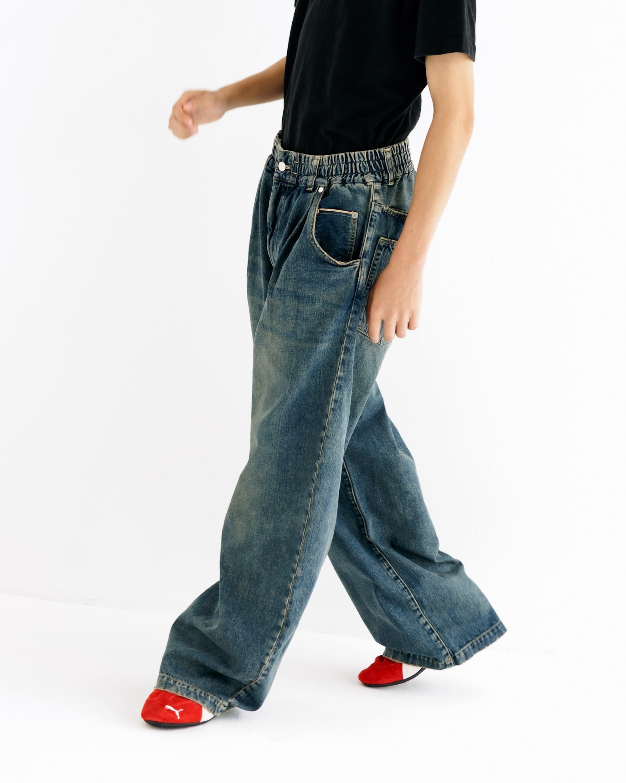 【8.30 SAT 20:00- IN STOCK】VINTAGE DYED SELVEDGE DENIM WIDE PANTS (VINTAGE INDIGO)