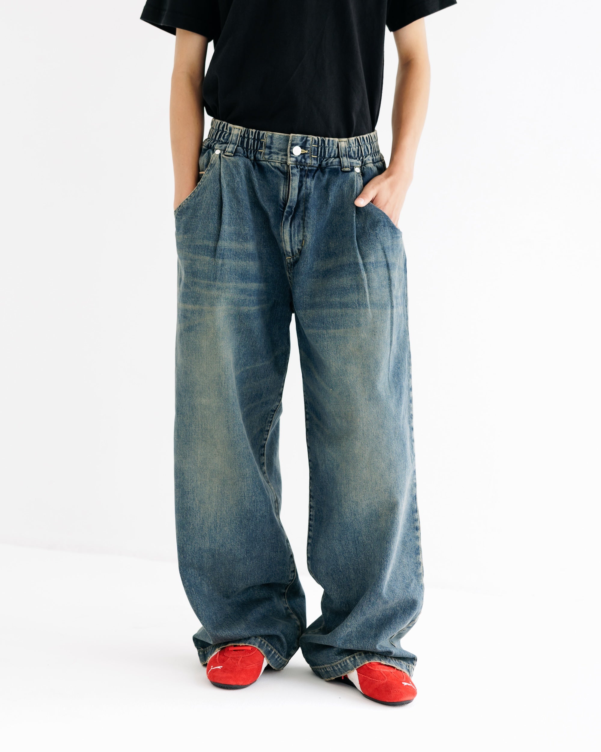 【8.30 SAT 20:00- IN STOCK】VINTAGE DYED SELVEDGE DENIM WIDE PANTS (VINTAGE INDIGO)