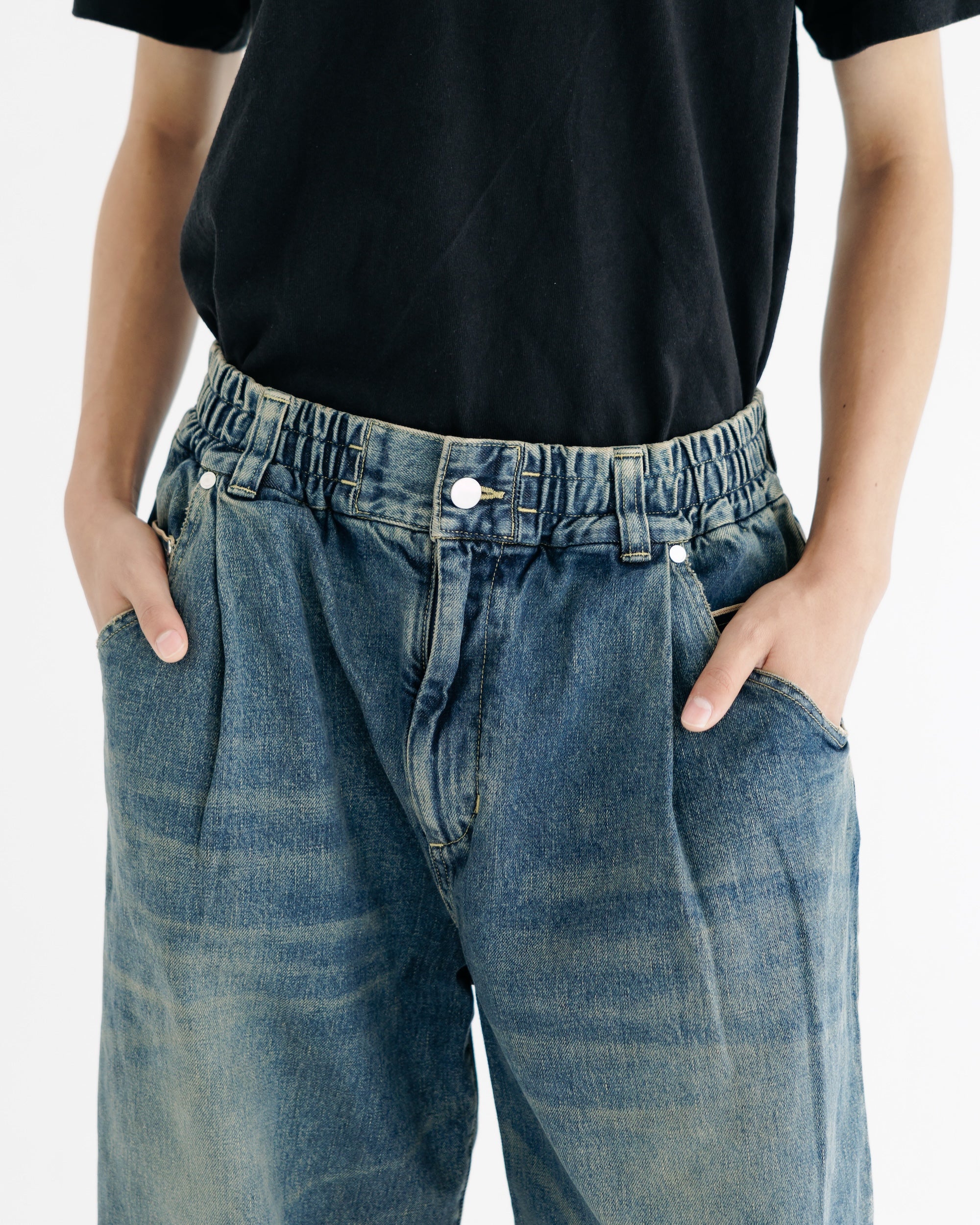【8.30 SAT 20:00- IN STOCK】VINTAGE DYED SELVEDGE DENIM WIDE PANTS (VINTAGE INDIGO)
