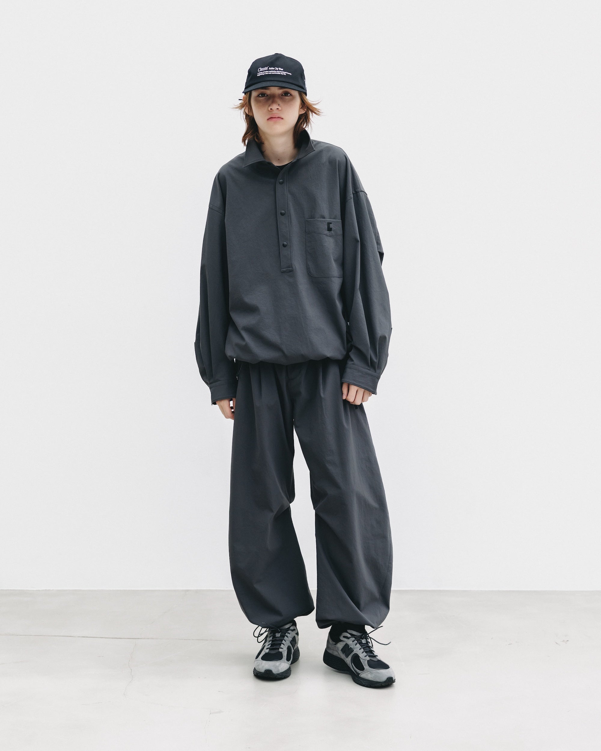 【9.20 SAT 20:00- IN STOCK】CITY UNIFORM BARREL LEG EASY PANTS (GRAY)