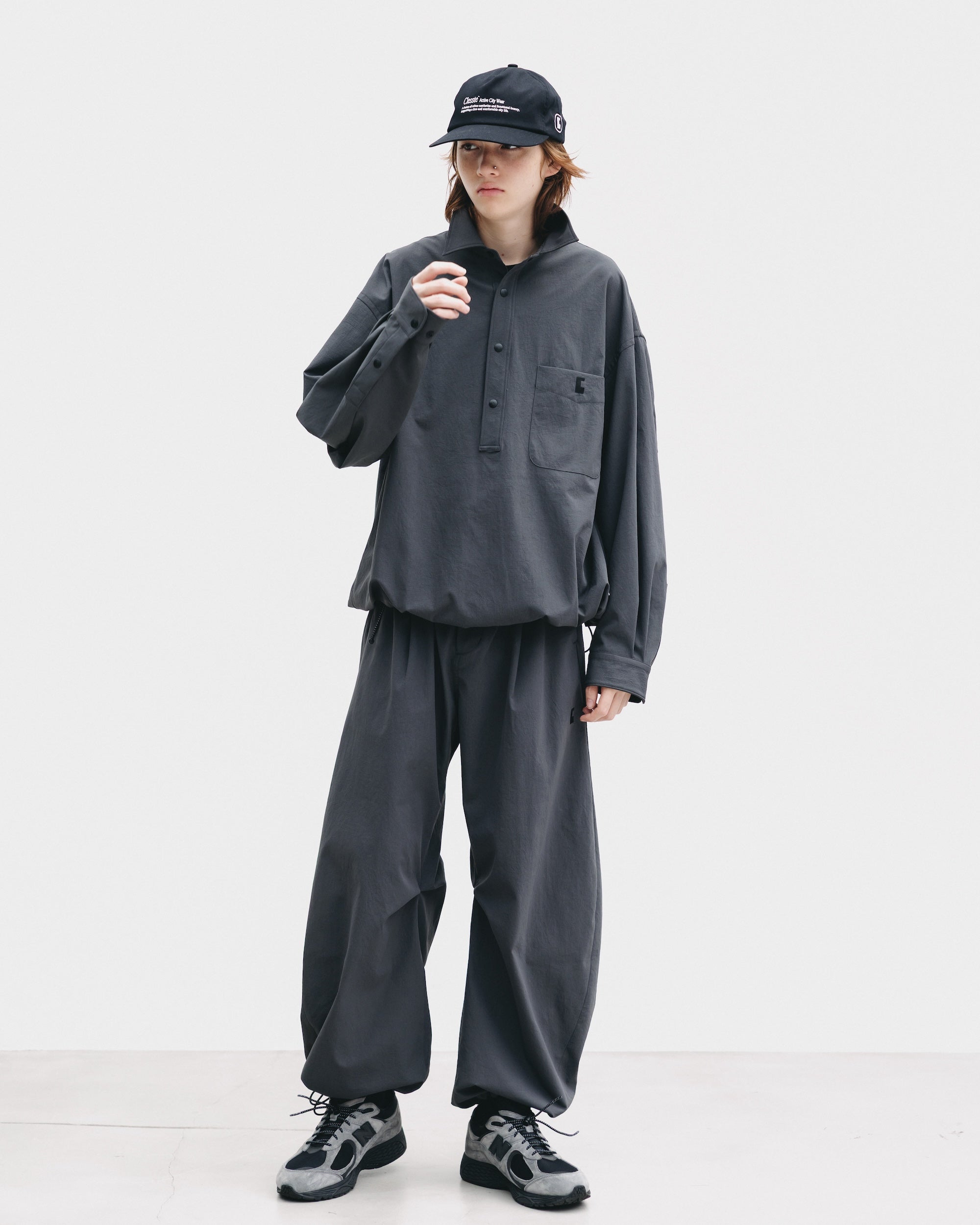 【9.20 SAT 20:00- IN STOCK】CITY UNIFORM BARREL LEG EASY PANTS (GRAY)