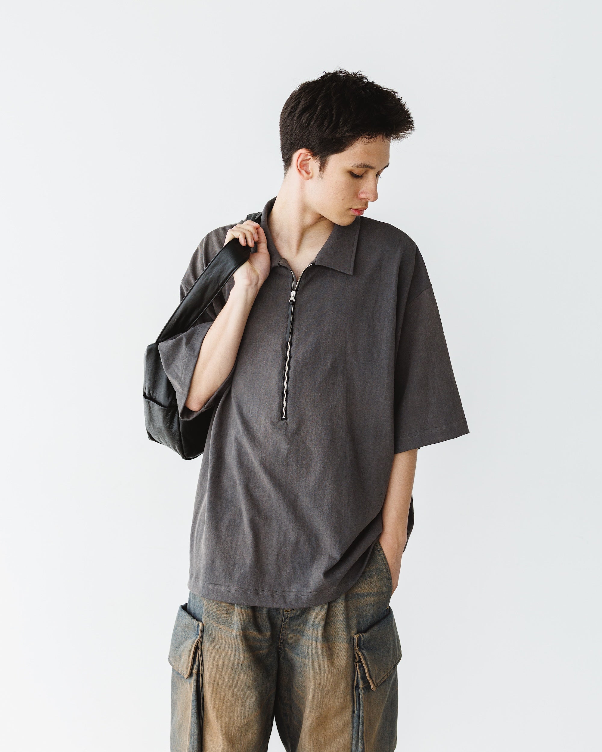 CITY S/S HALF ZIP SHIRT (BLACK)