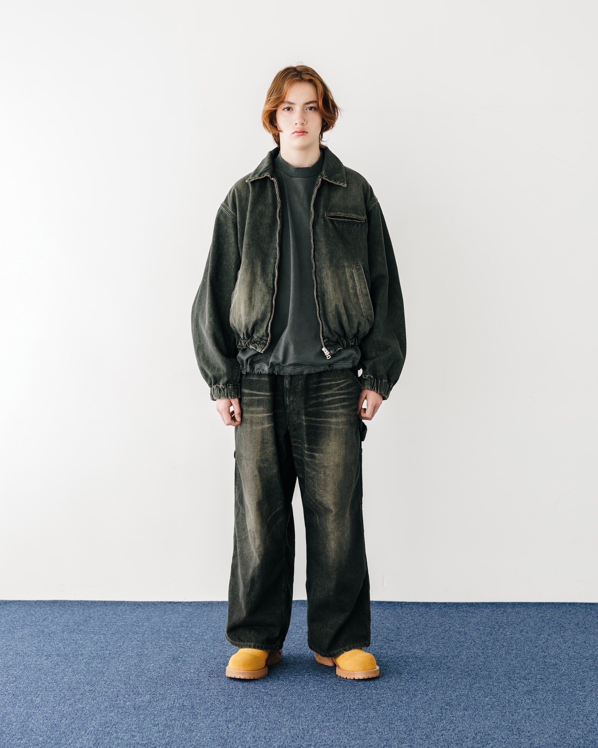 VINTAGE DYED SELVEDGE DENIM WORKER PANTS (VINTAGE BLACK)