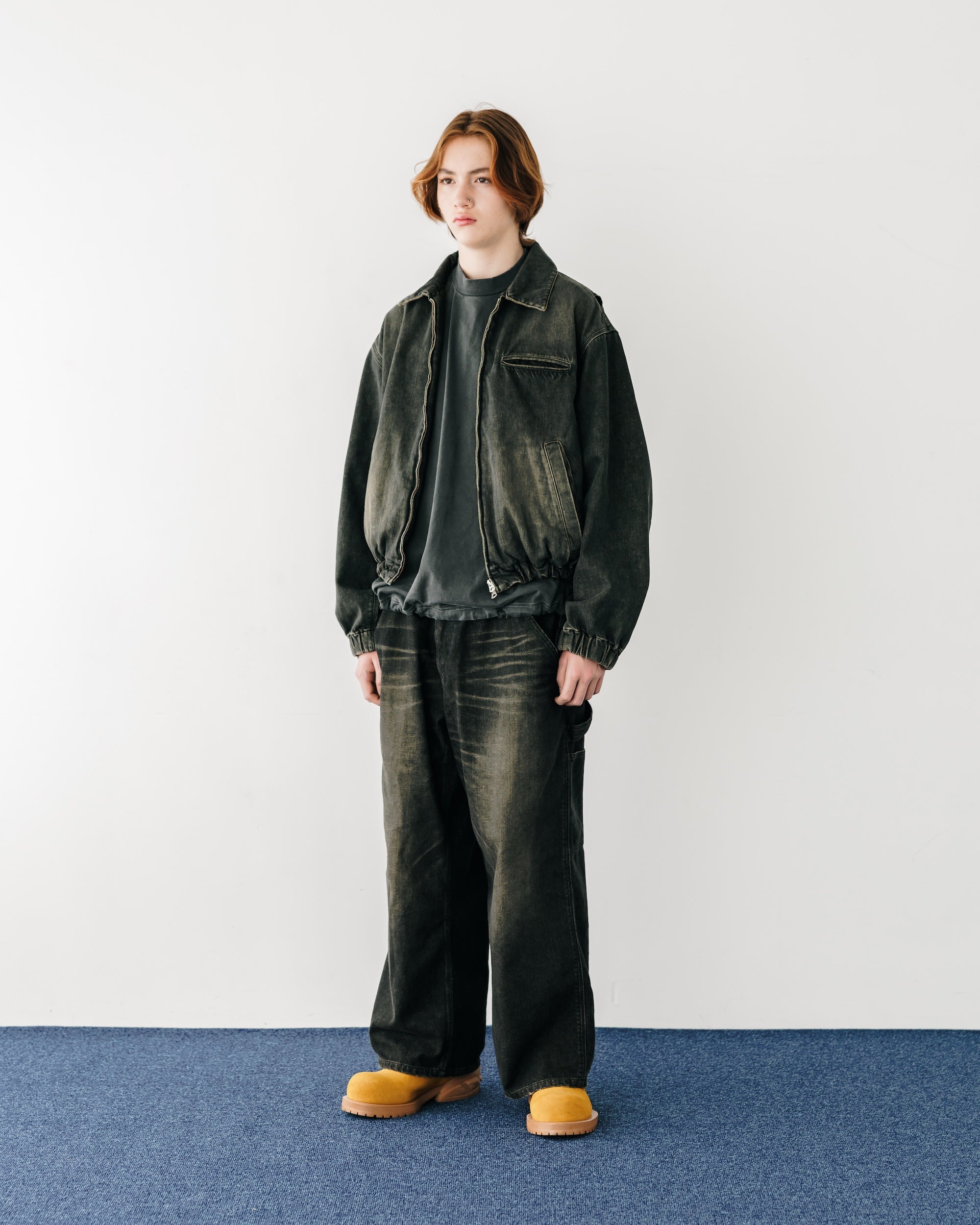 VINTAGE DYED SELVEDGE DENIM WORKER PANTS (VINTAGE BLACK)