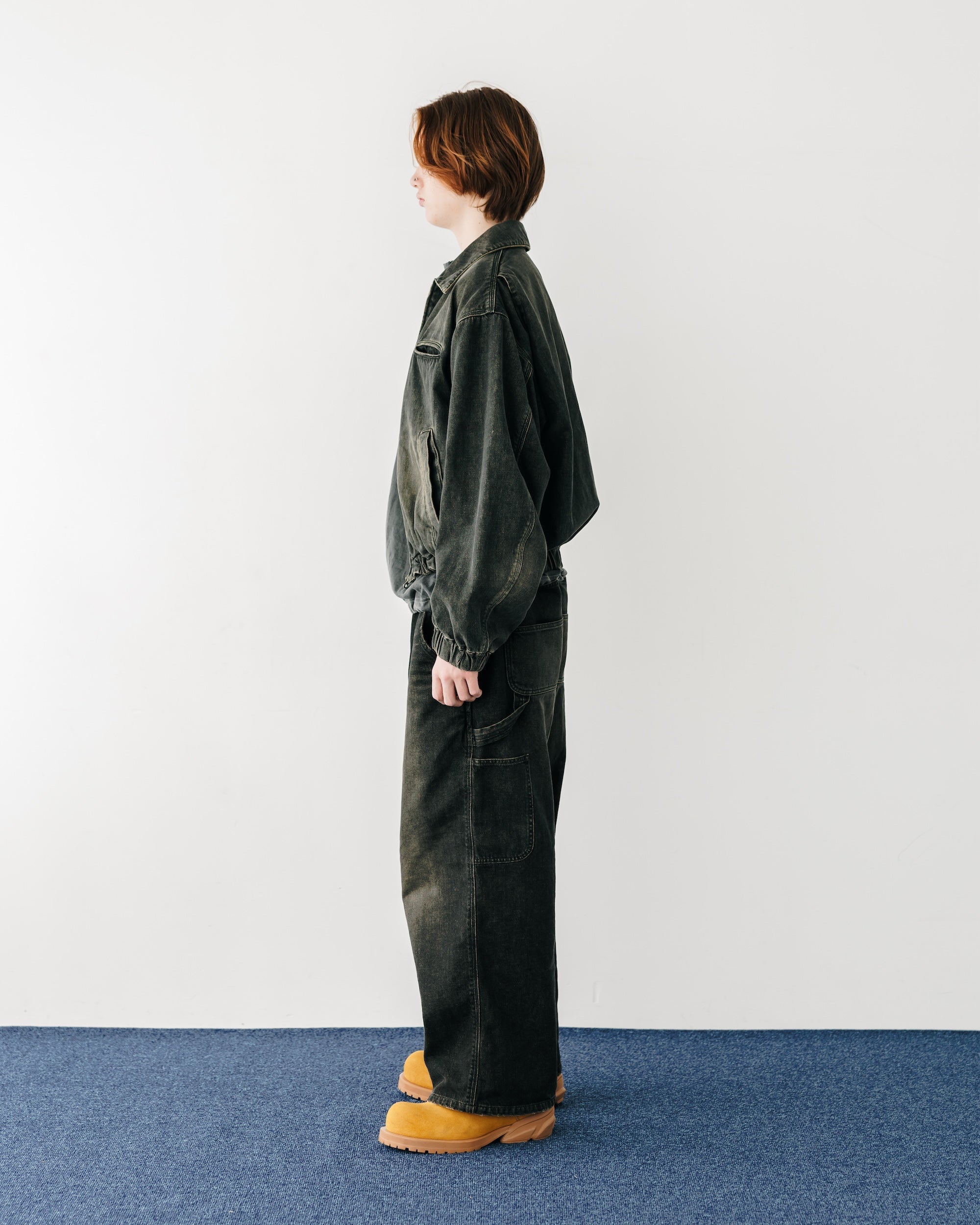 VINTAGE DYED SELVEDGE DENIM WORKER PANTS (VINTAGE BLACK)