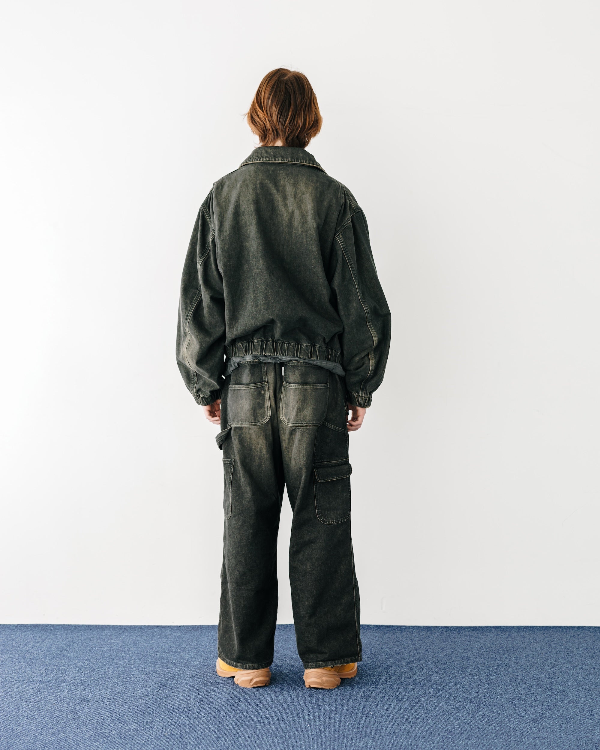 VINTAGE DYED SELVEDGE DENIM WORKER PANTS (VINTAGE BLACK)