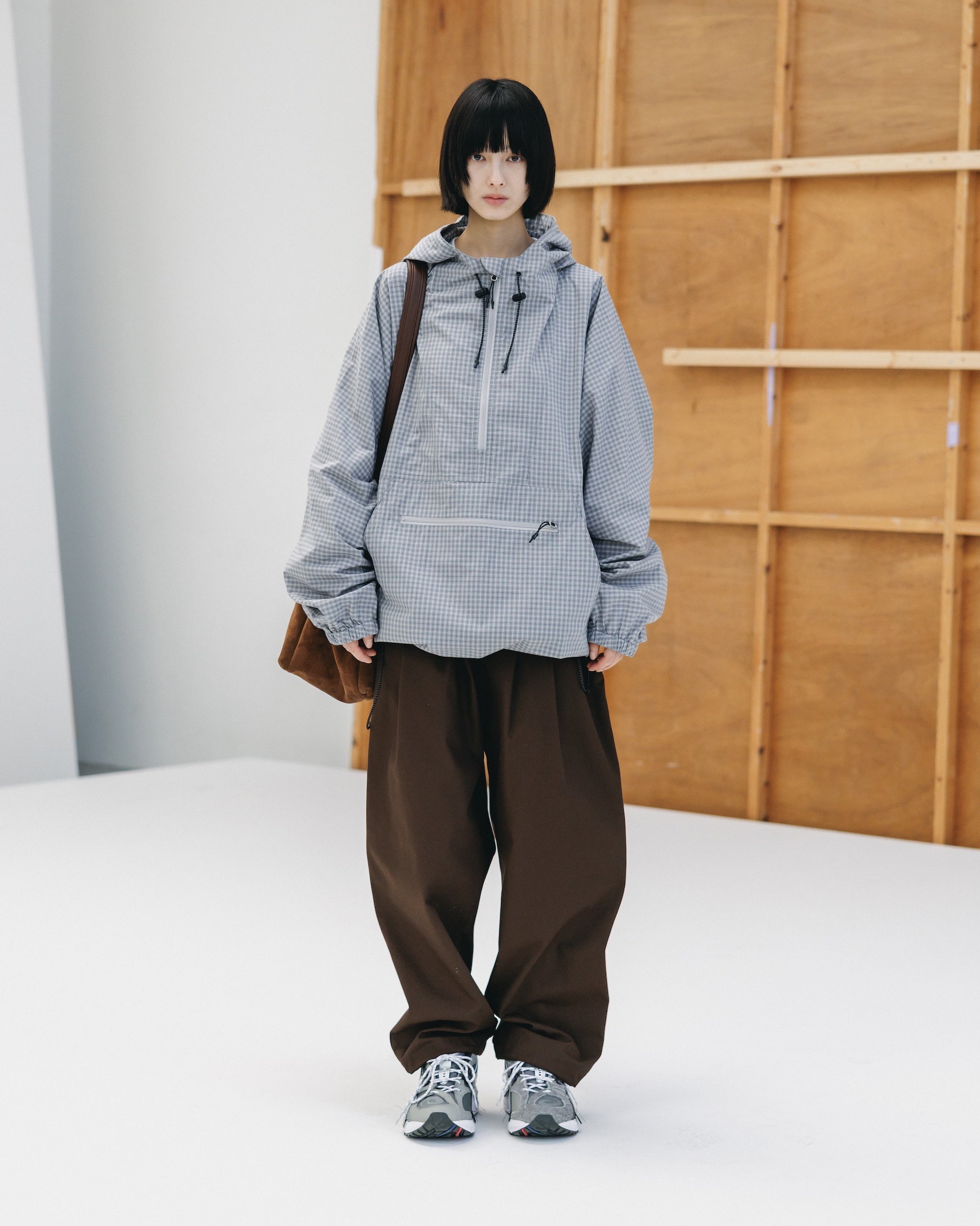 PACKABLE CITY ANORAK PARKA (GRAY(MINI CHECK))