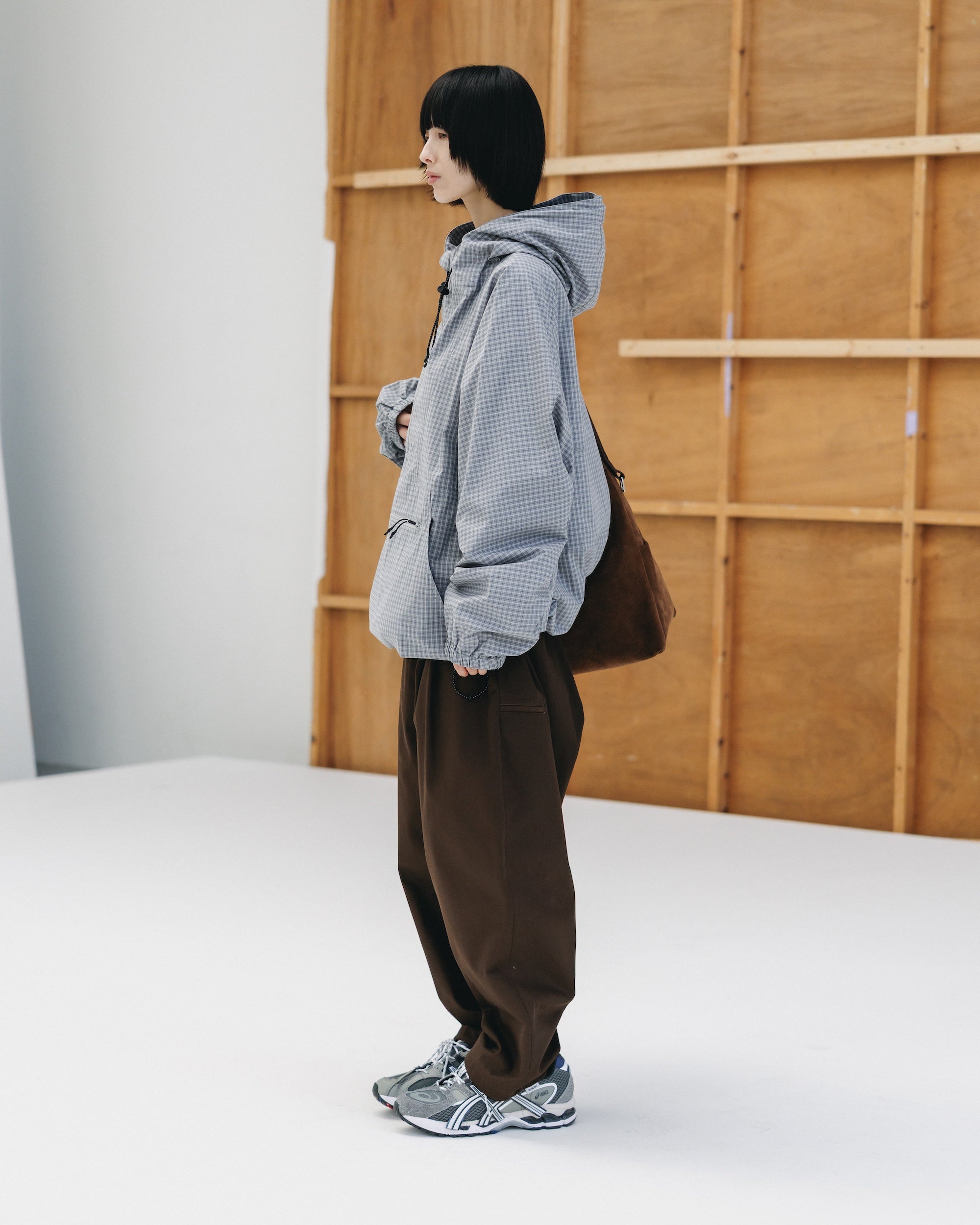 PACKABLE CITY ANORAK PARKA (GRAY(MINI CHECK))