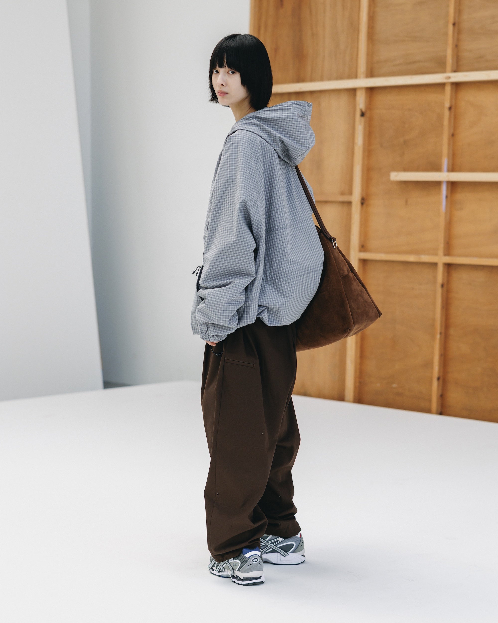 PACKABLE CITY ANORAK PARKA (GRAY(MINI CHECK))