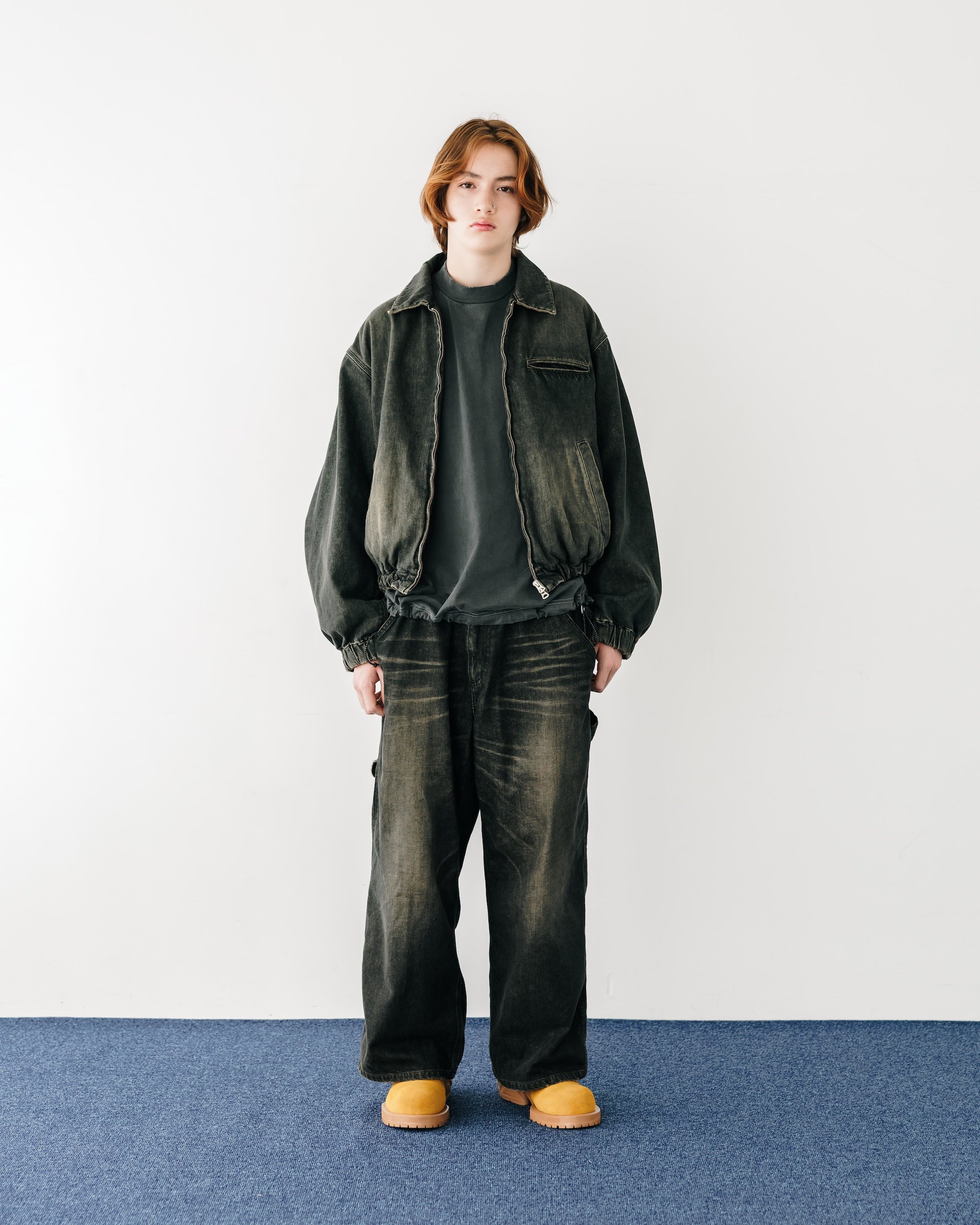 VINTAGE DYED SELVEDGE DENIM WORKER PANTS (VINTAGE BLACK)