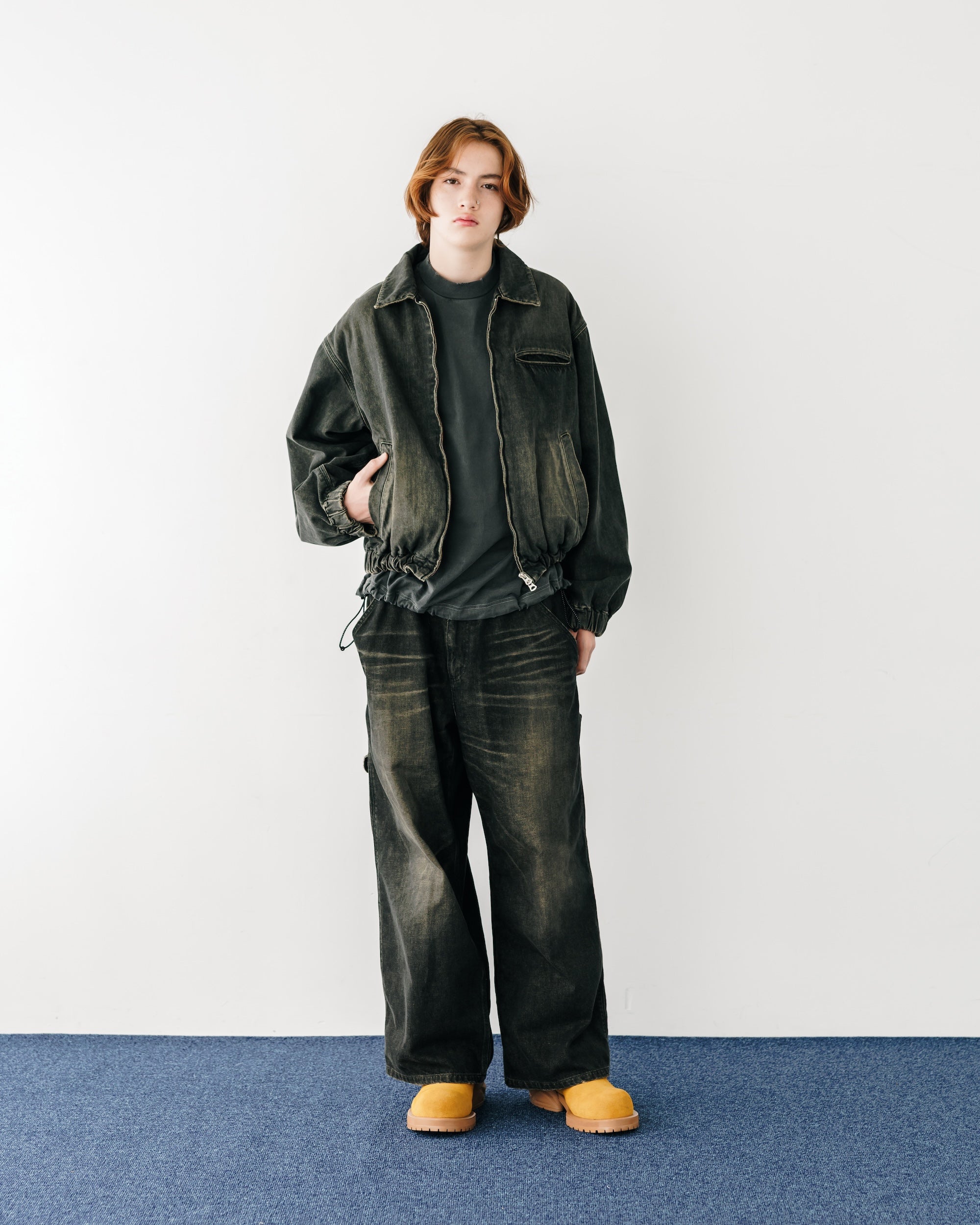 VINTAGE DYED SELVEDGE DENIM WORKER PANTS (VINTAGE BLACK)
