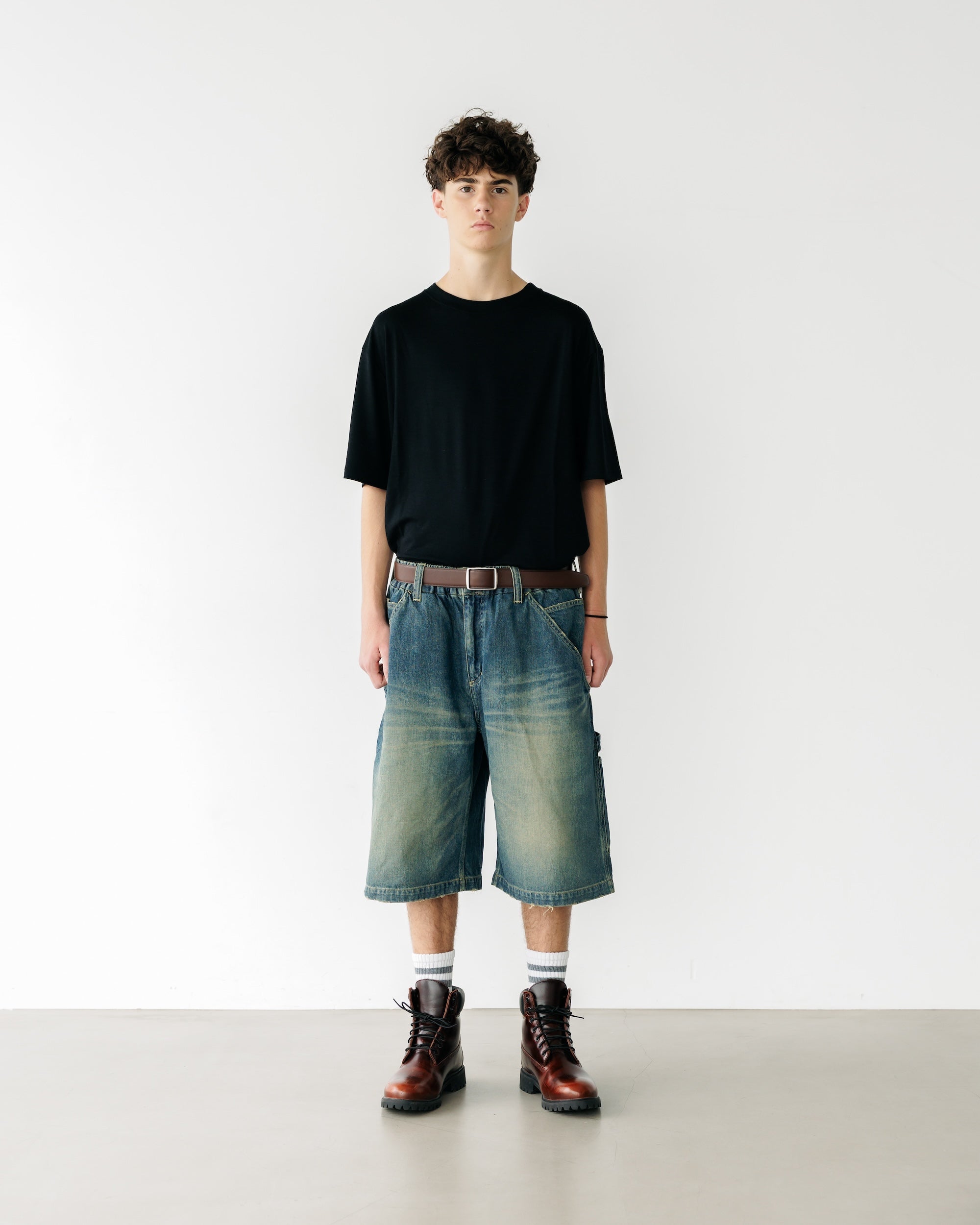 VINTAGE DYED SELVEDGE DENIM WORKER HALF PANTS (VINTAGE INDIGO)