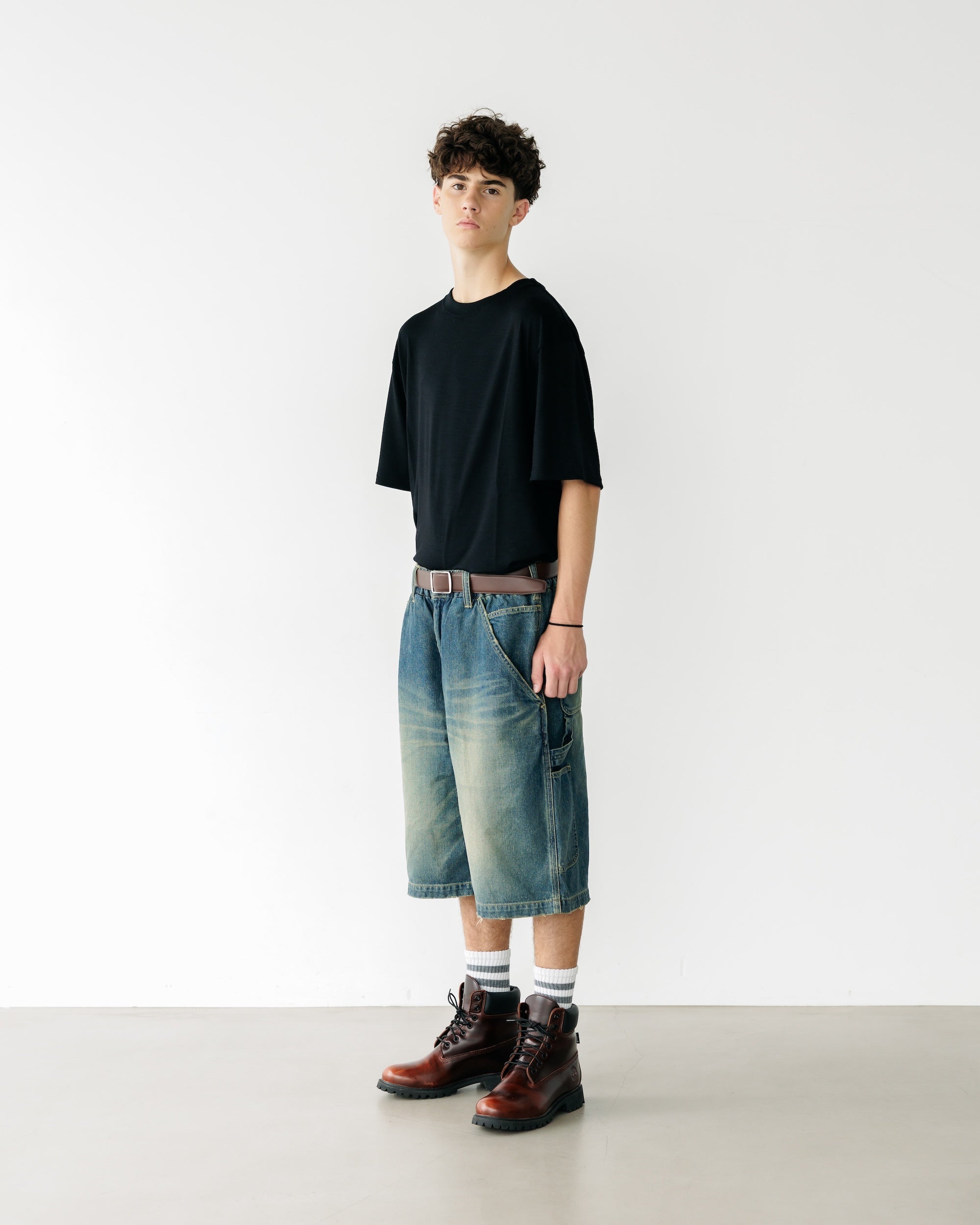 VINTAGE DYED SELVEDGE DENIM WORKER HALF PANTS (VINTAGE INDIGO)