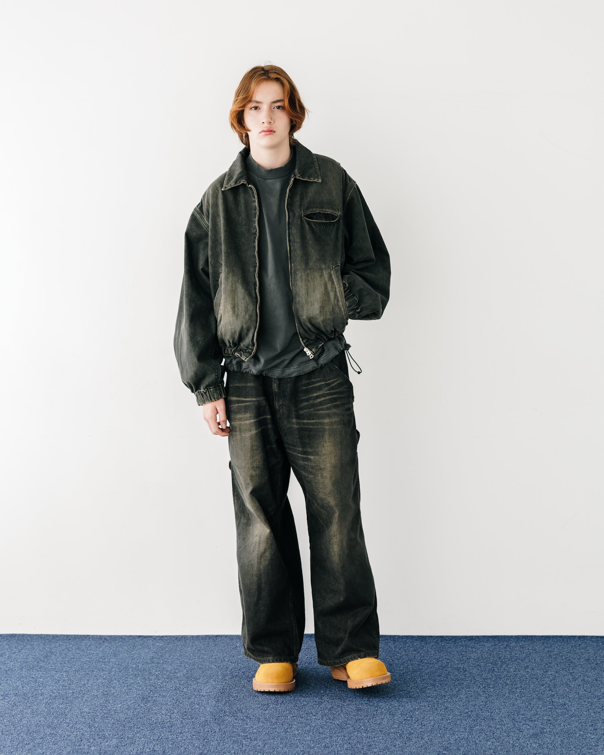 VINTAGE DYED SELVEDGE DENIM WORKER PANTS (VINTAGE BLACK)