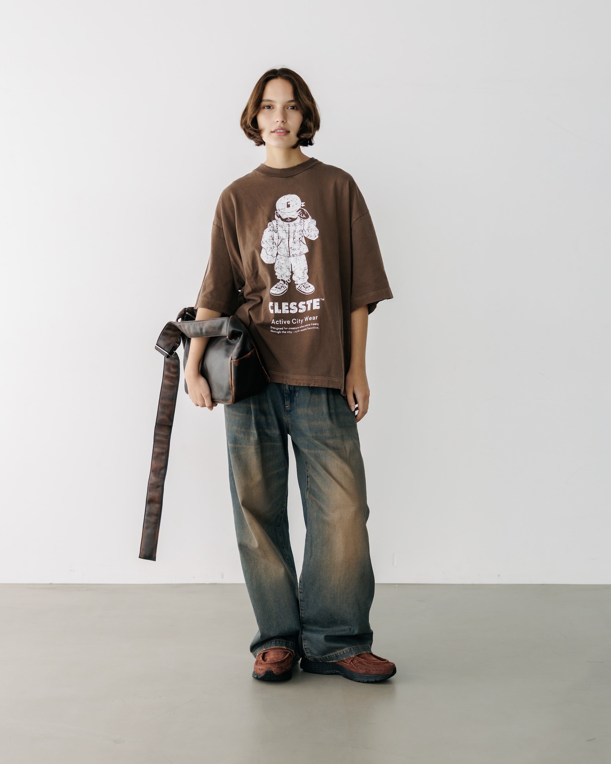 【8.30 SAT 20:00- IN STOCK】VINTAGE DYED SELVEDGE DENIM WIDE PANTS (VINTAGE BROWN)