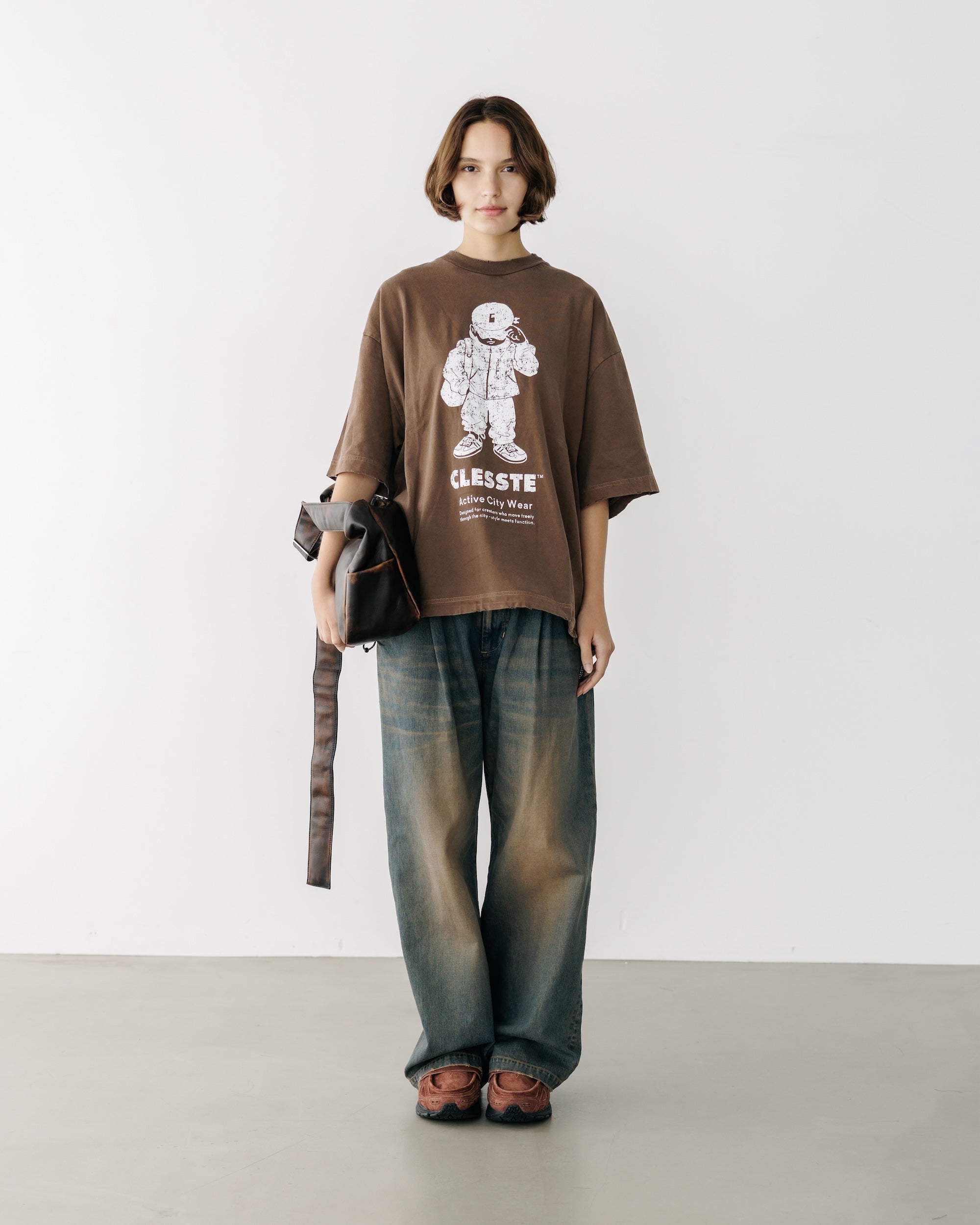 【8.30 SAT 20:00- IN STOCK】VINTAGE DYED SELVEDGE DENIM WIDE PANTS (VINTAGE BROWN)