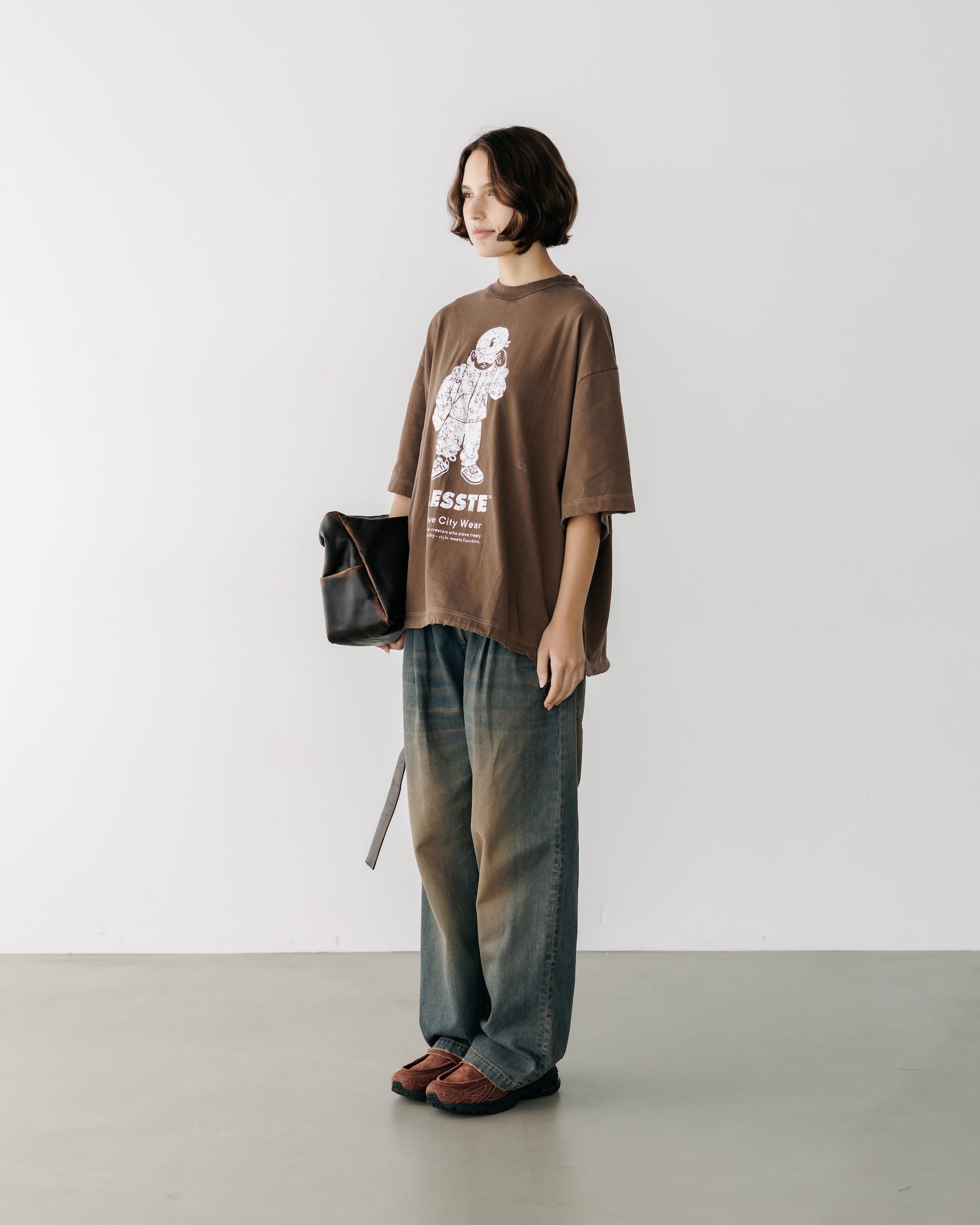 【8.30 SAT 20:00- IN STOCK】VINTAGE DYED SELVEDGE DENIM WIDE PANTS (VINTAGE BROWN)