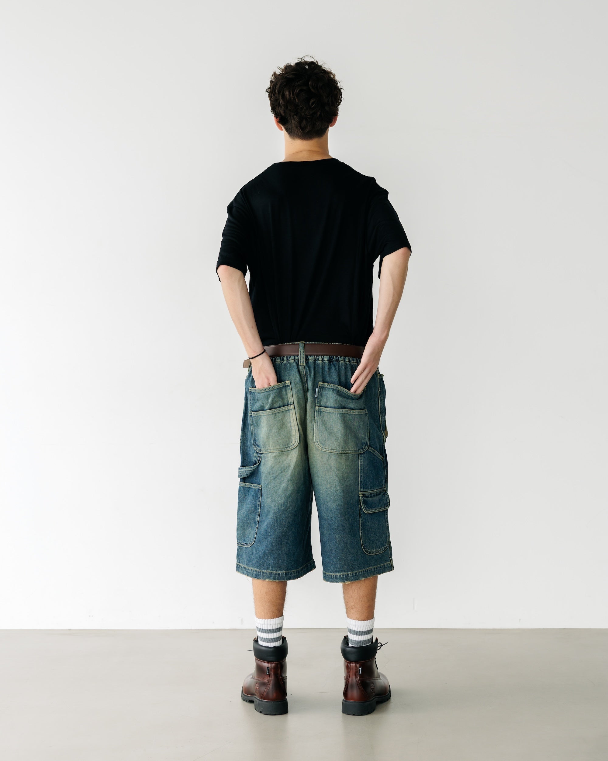 VINTAGE DYED SELVEDGE DENIM WORKER HALF PANTS (VINTAGE INDIGO)