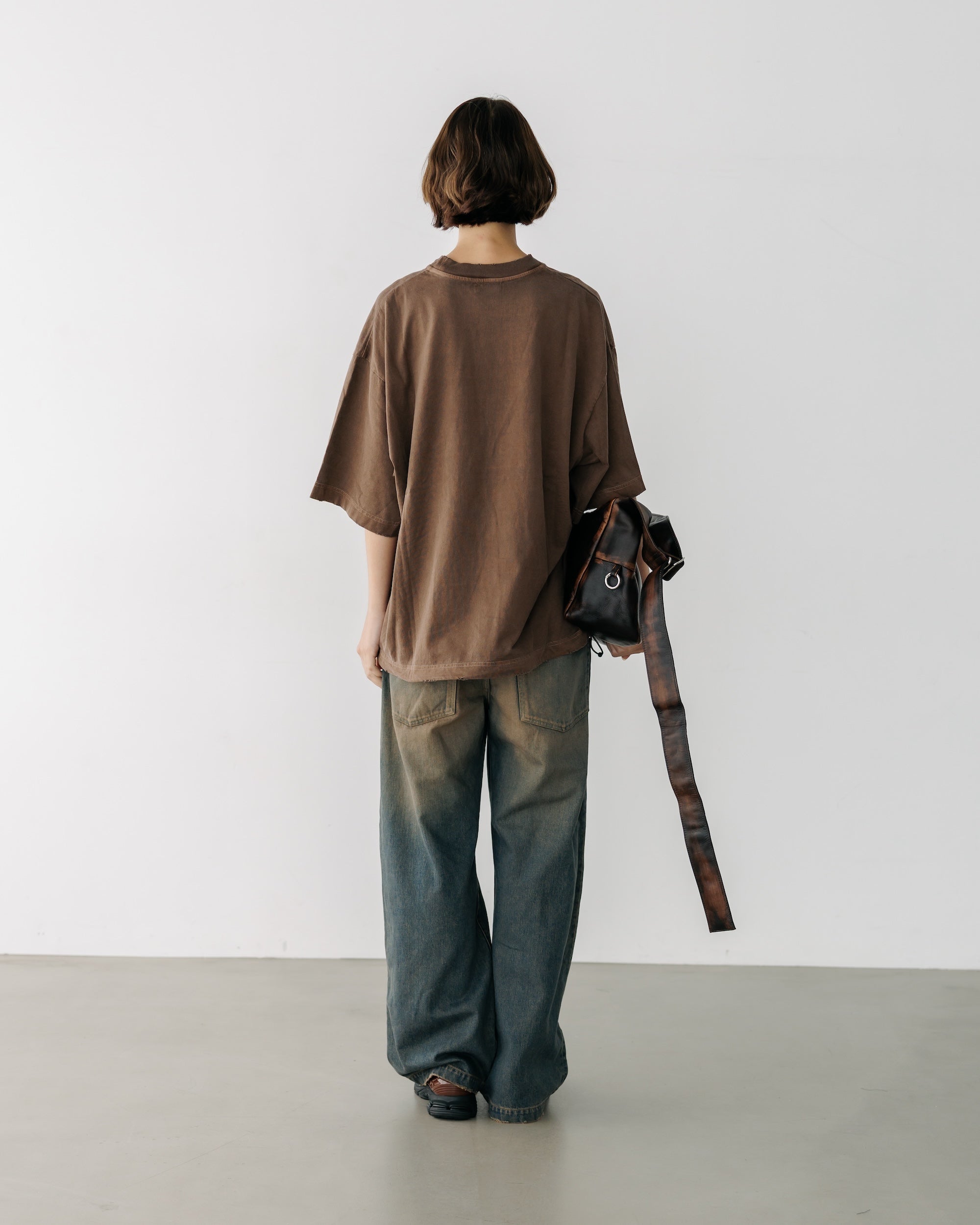 【8.30 SAT 20:00- IN STOCK】VINTAGE DYED SELVEDGE DENIM WIDE PANTS (VINTAGE BROWN)