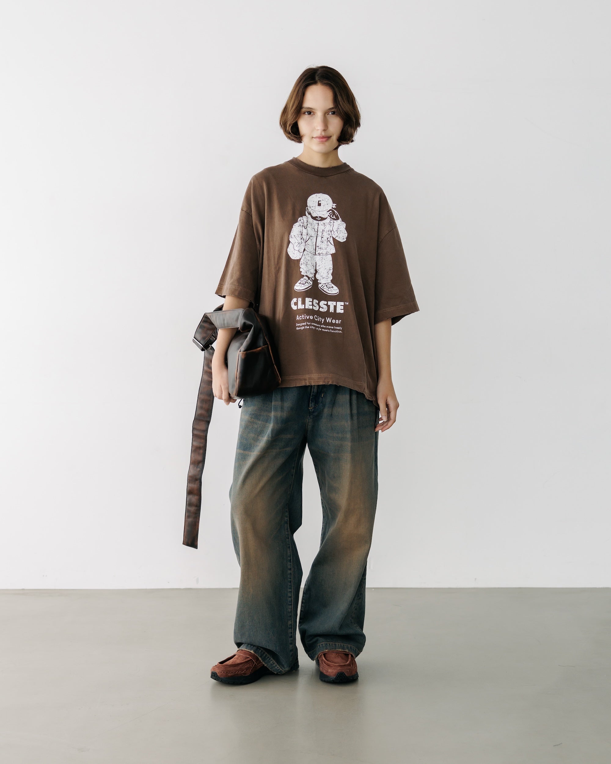 【8.30 SAT 20:00- IN STOCK】VINTAGE DYED SELVEDGE DENIM WIDE PANTS (VINTAGE BROWN)