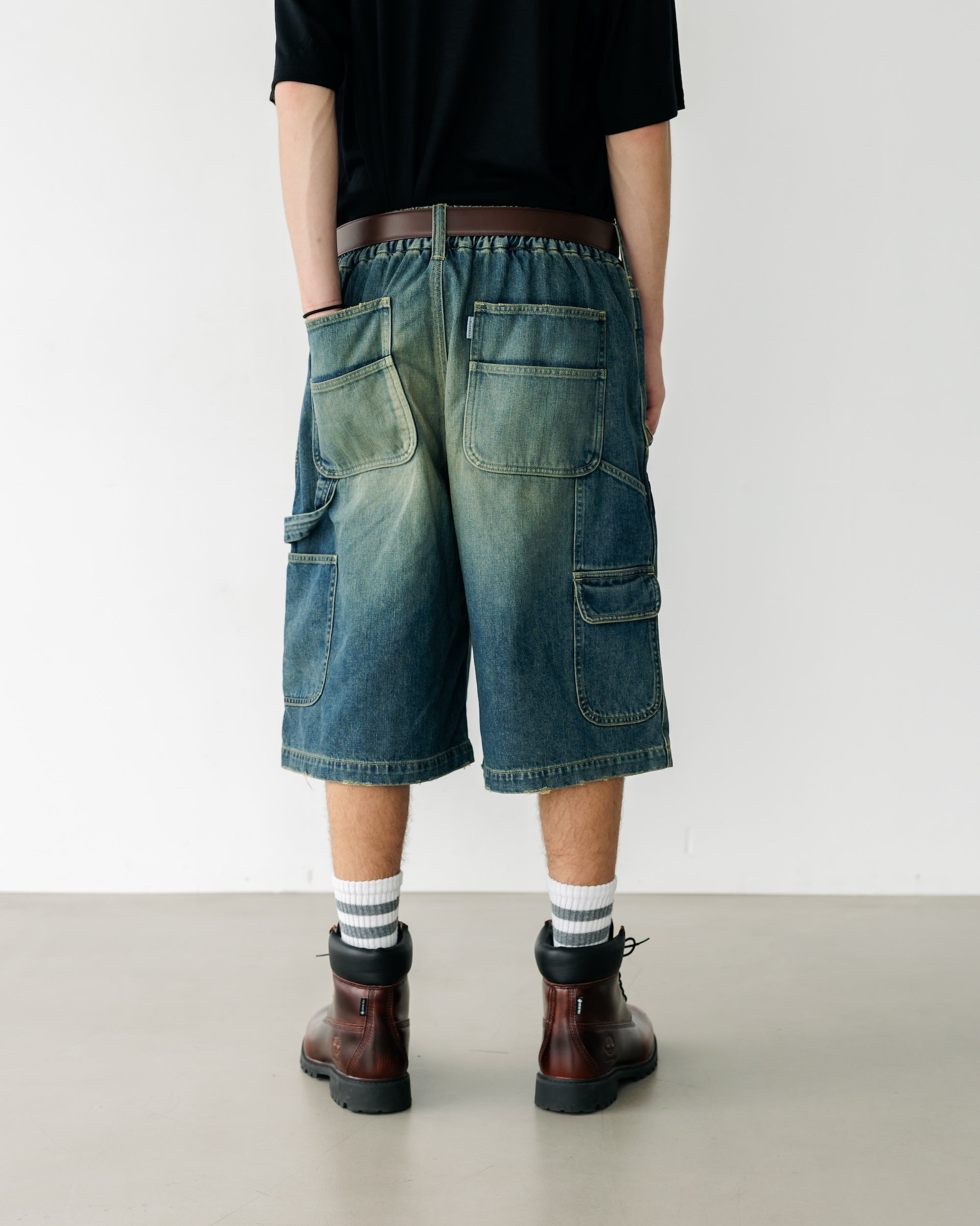 VINTAGE DYED SELVEDGE DENIM WORKER HALF PANTS (VINTAGE INDIGO)