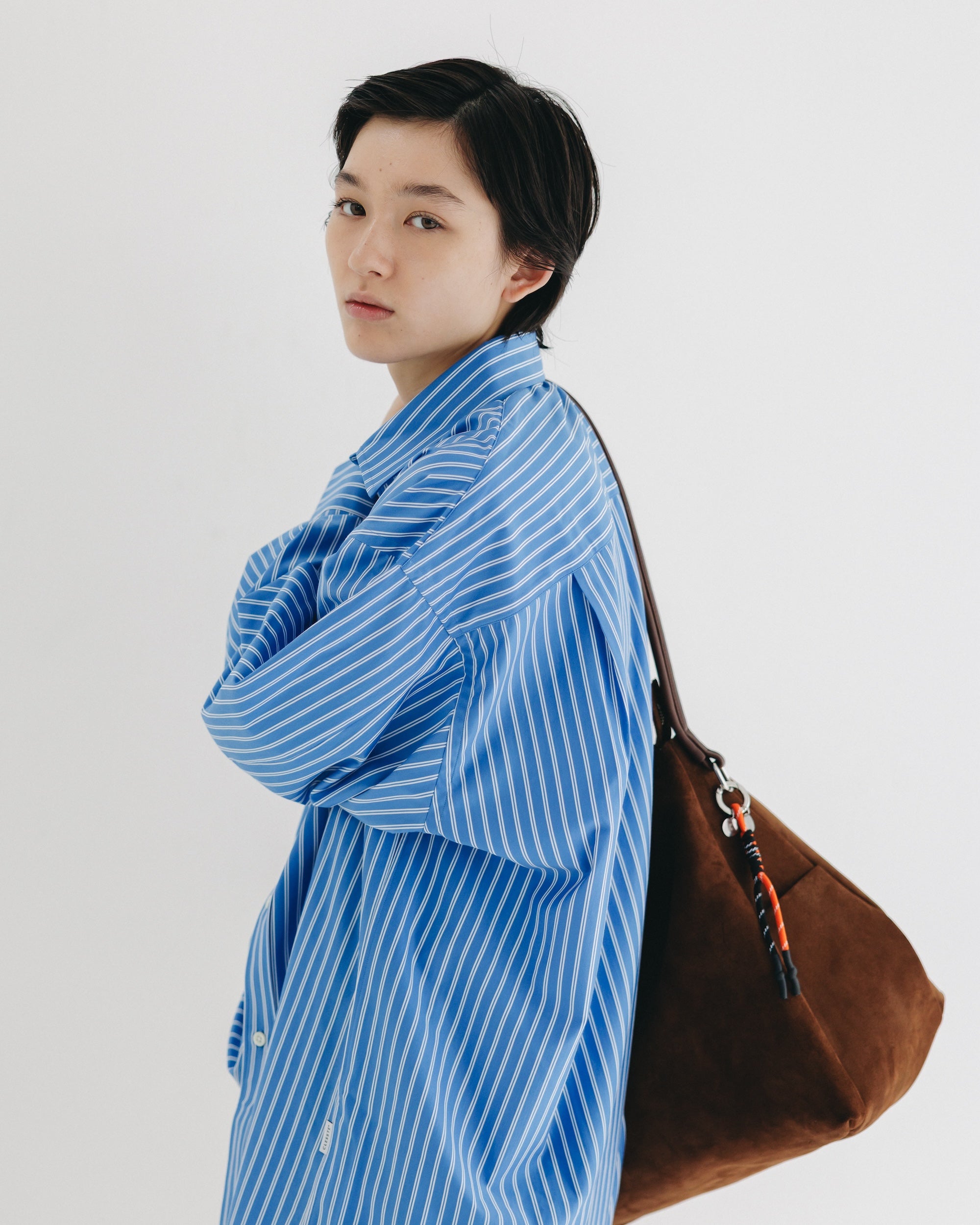 【9.17 WED 20:00- IN STOCK】46G KNIT EVERYDAY L/S SHIRT (SAX BLUE STRIPE)