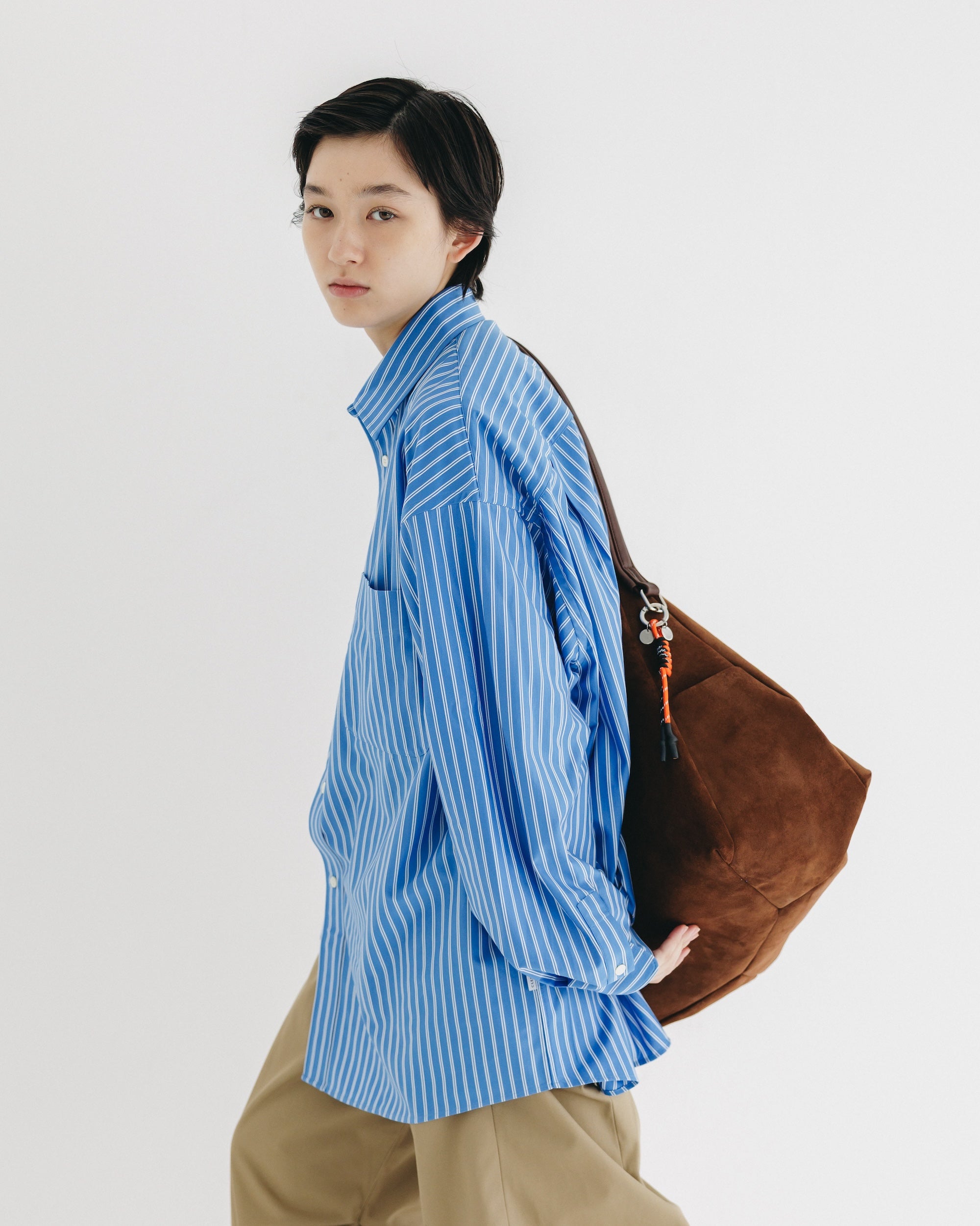 【9.17 WED 20:00- IN STOCK】46G KNIT EVERYDAY L/S SHIRT (SAX BLUE STRIPE)