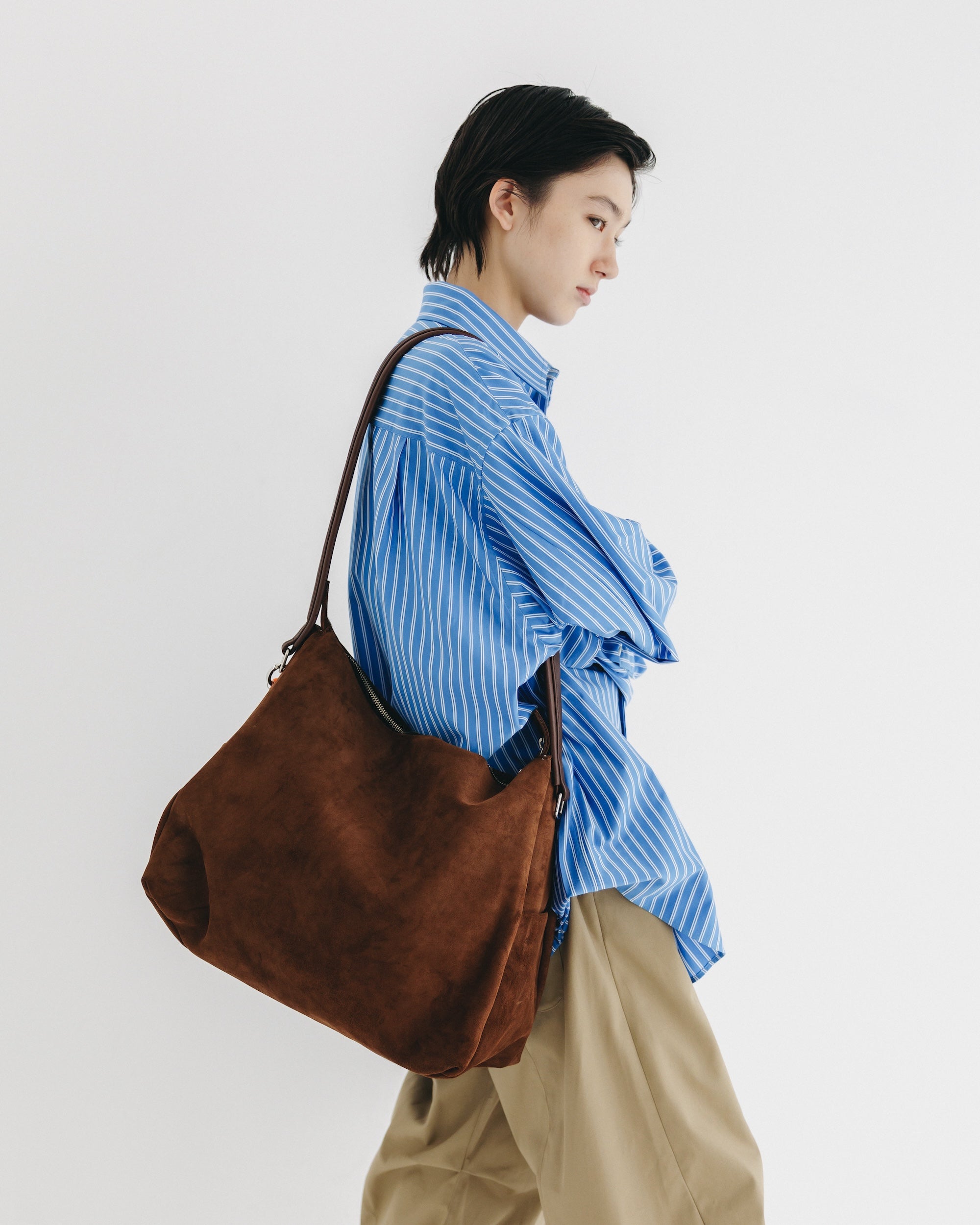 【9.17 WED 20:00- IN STOCK】46G KNIT EVERYDAY L/S SHIRT (SAX BLUE STRIPE)