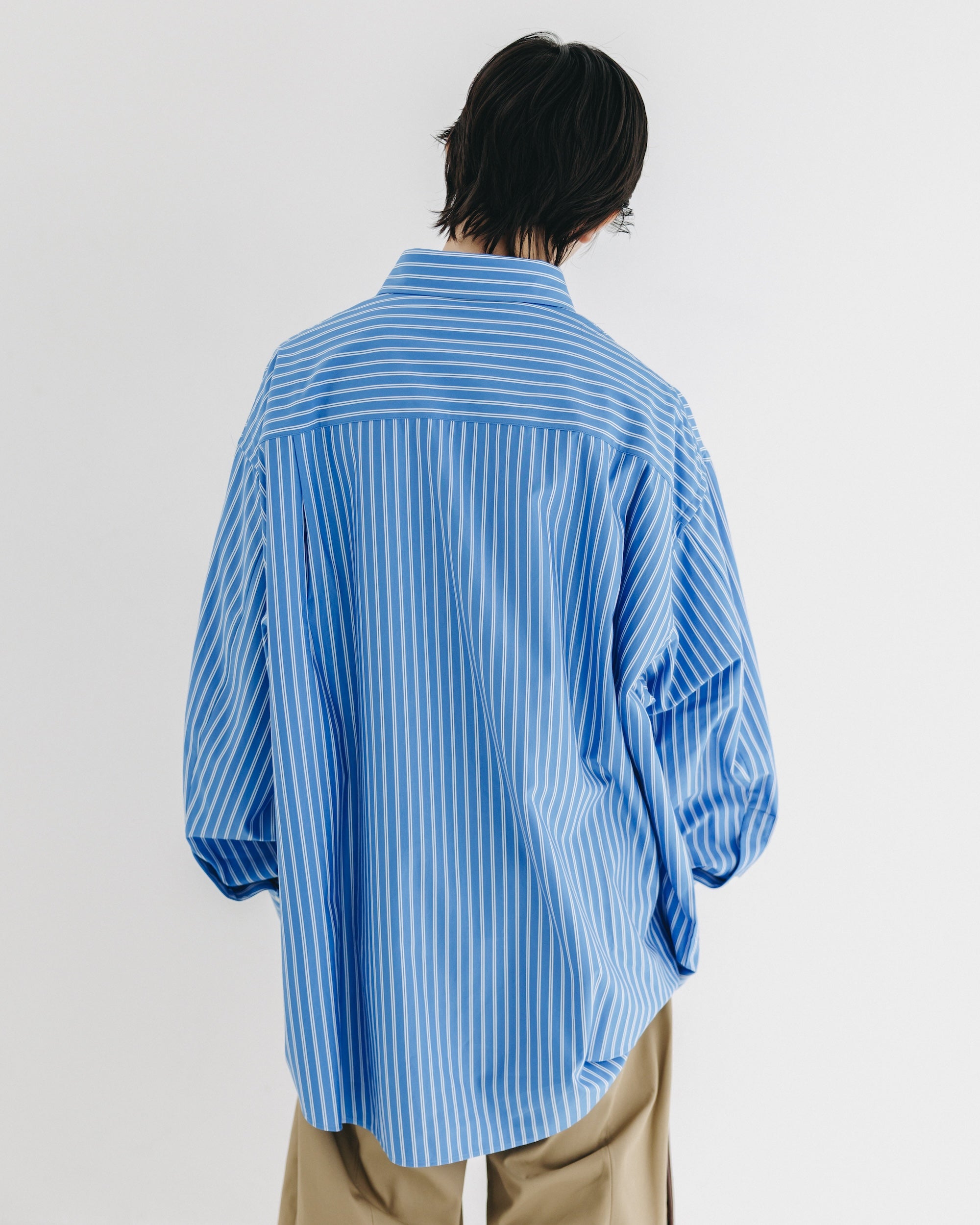 【9.17 WED 20:00- IN STOCK】46G KNIT EVERYDAY L/S SHIRT (SAX BLUE STRIPE)