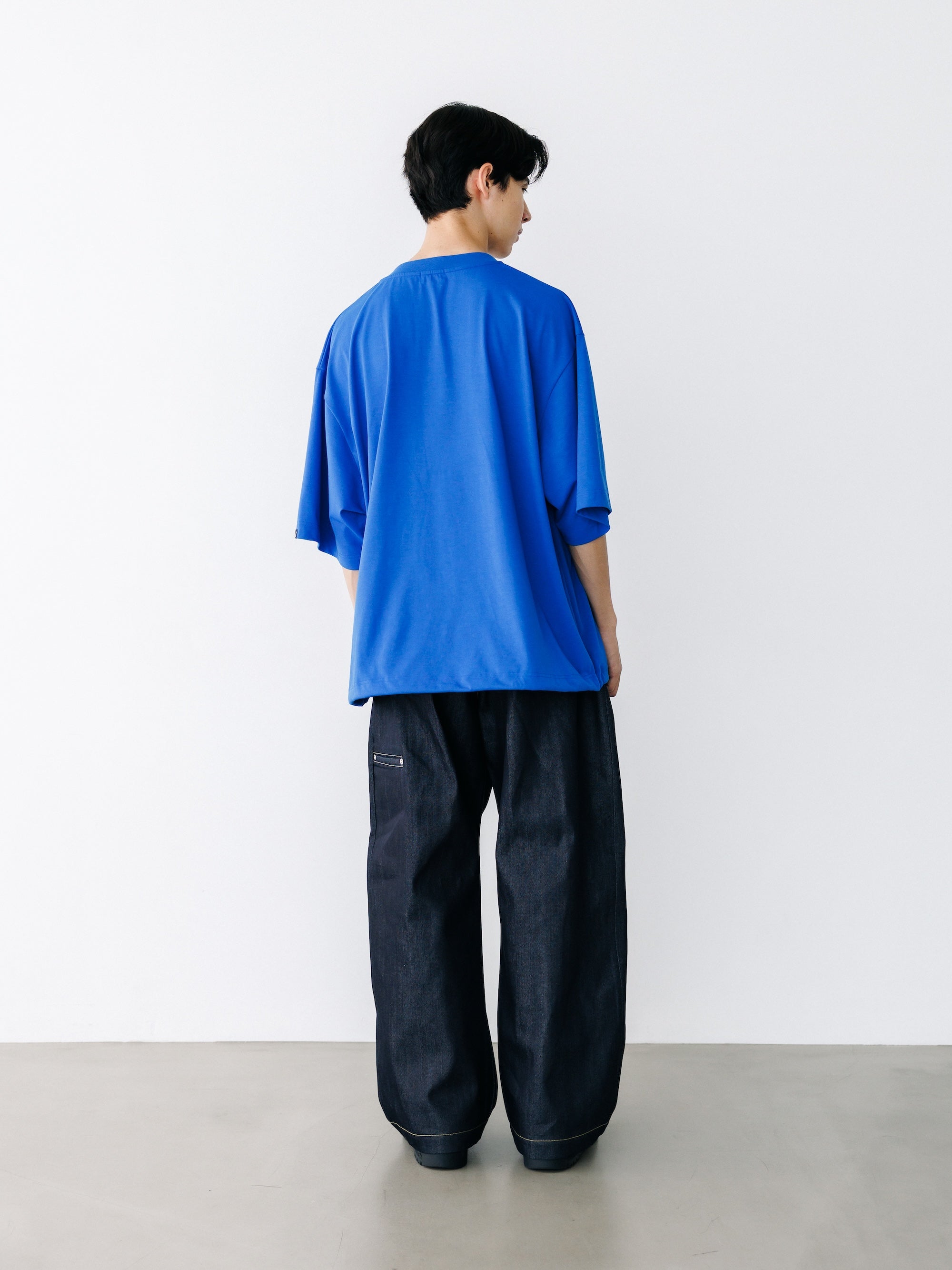 【8.26 WED 20:00- IN STOCK】“C” TECH HENLEY NECK S/S T-SHIRT WITH DRAWSTRINGS (BLUE)
