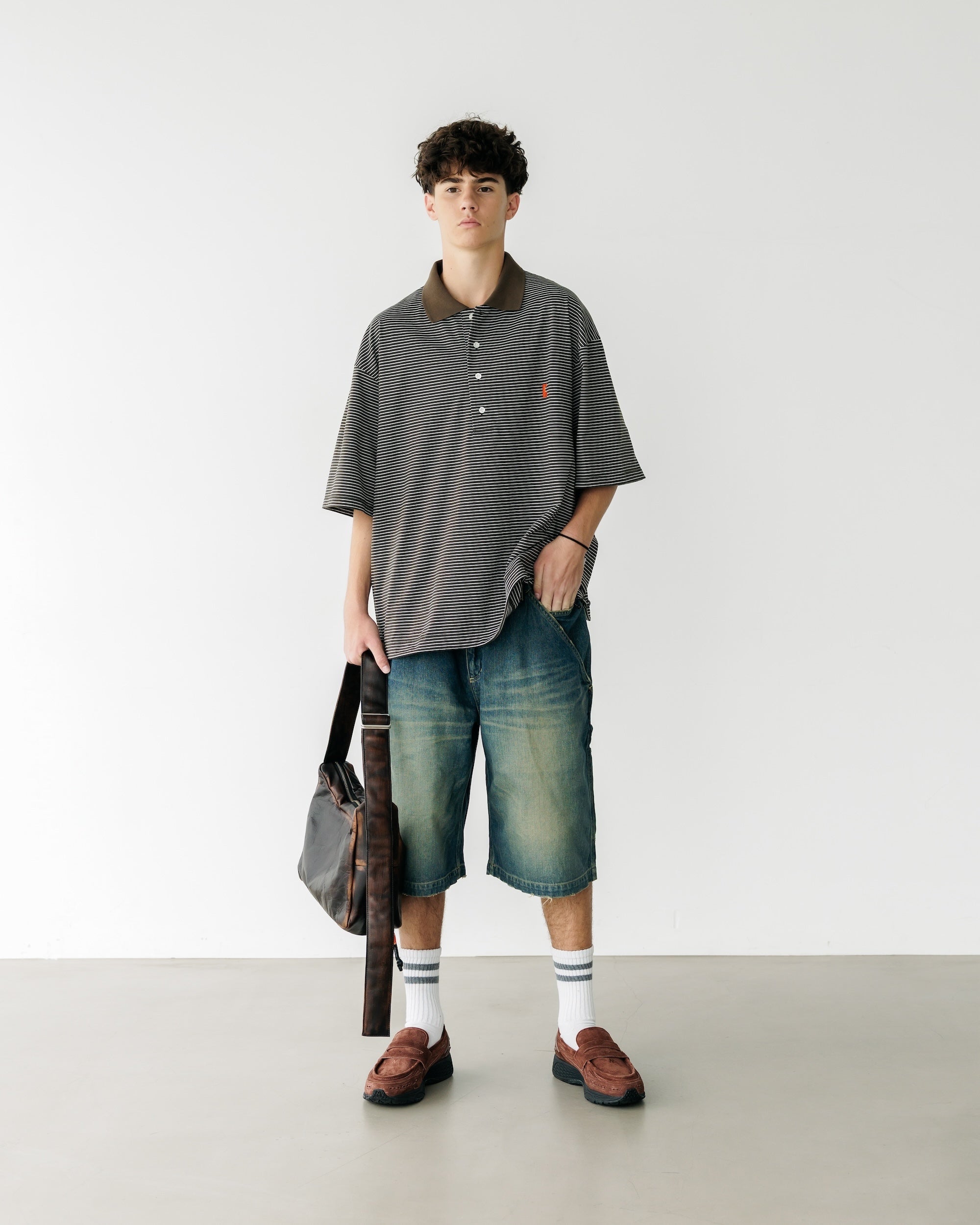 VINTAGE DYED SELVEDGE DENIM WORKER HALF PANTS (VINTAGE INDIGO)