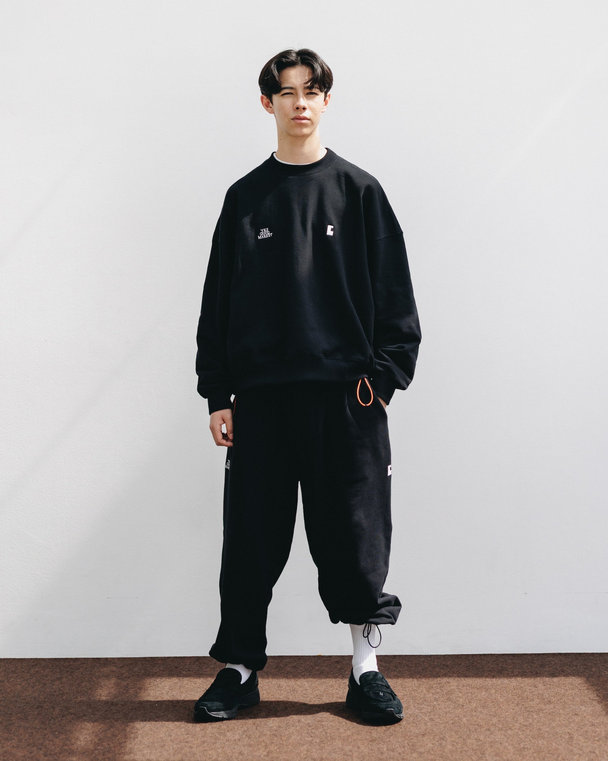 【10.15 WED 20:00- IN STOCK】"C"SWEAT WIDE TAPERED PANTS FOR YGM (BLACK)