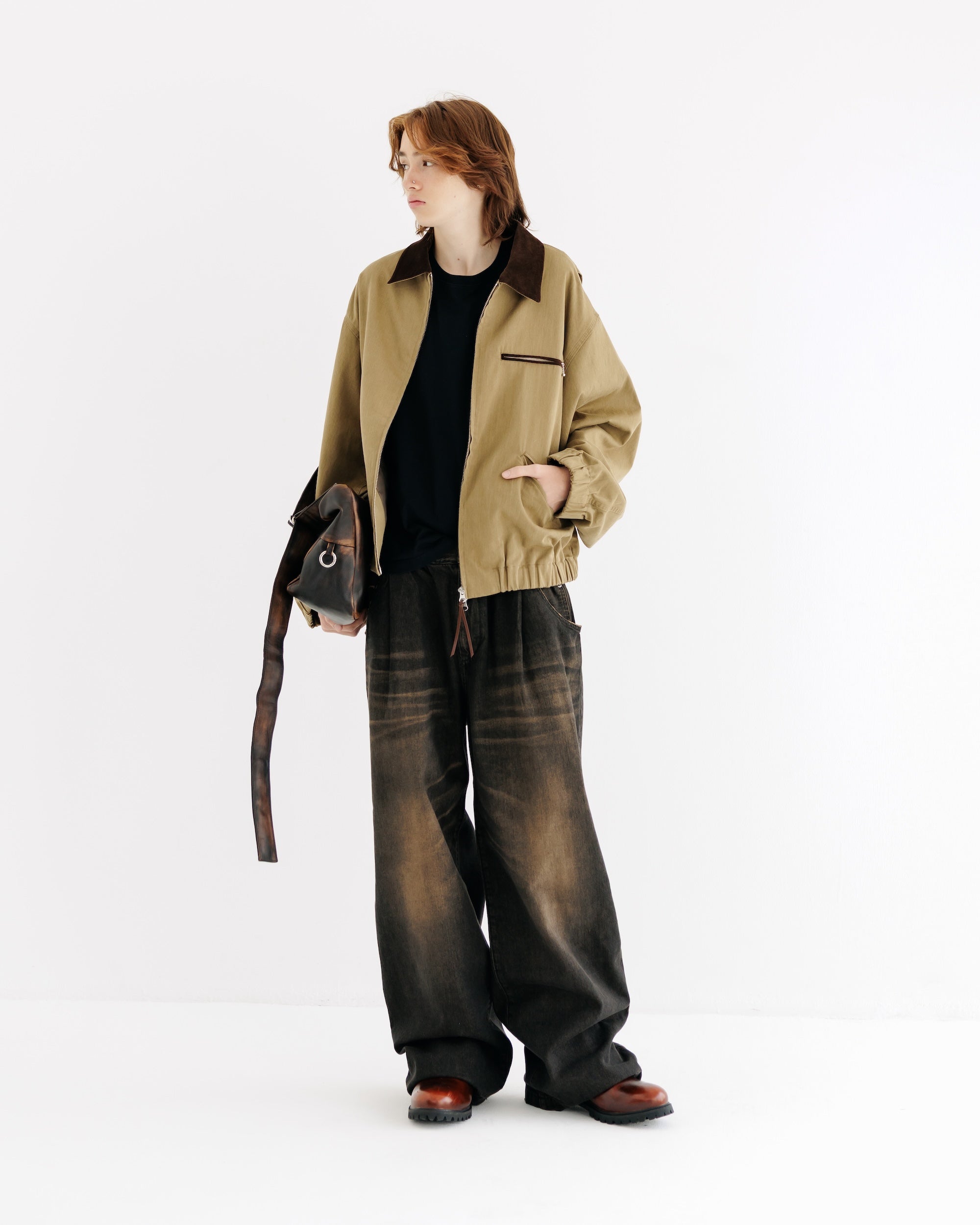 【8.30 SAT 20:00- IN STOCK】VINTAGE DYED SELVEDGE DENIM WIDE PANTS (VINTAGE BLACK)