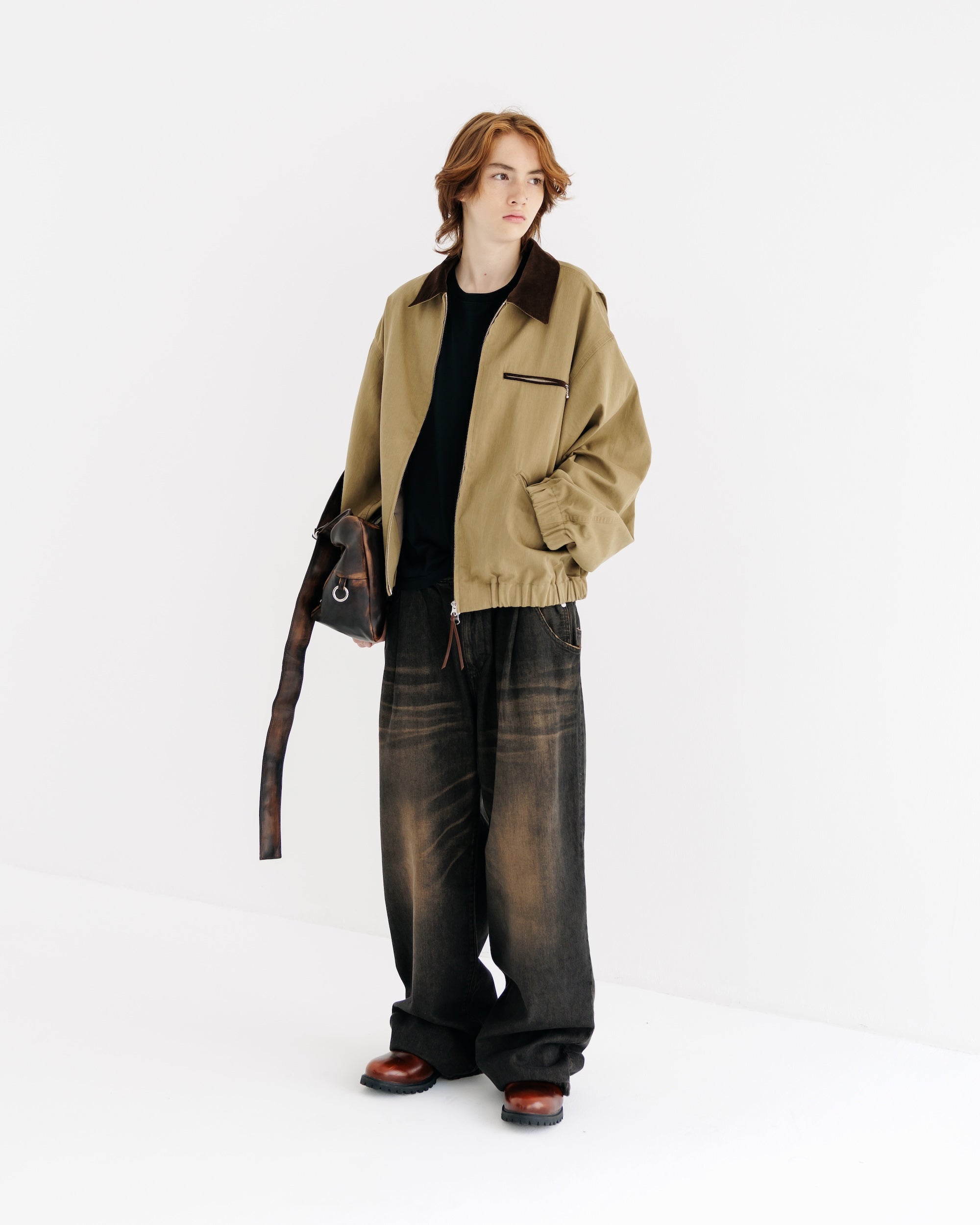 【8.30 SAT 20:00- IN STOCK】VINTAGE DYED SELVEDGE DENIM WIDE PANTS (VINTAGE BLACK)