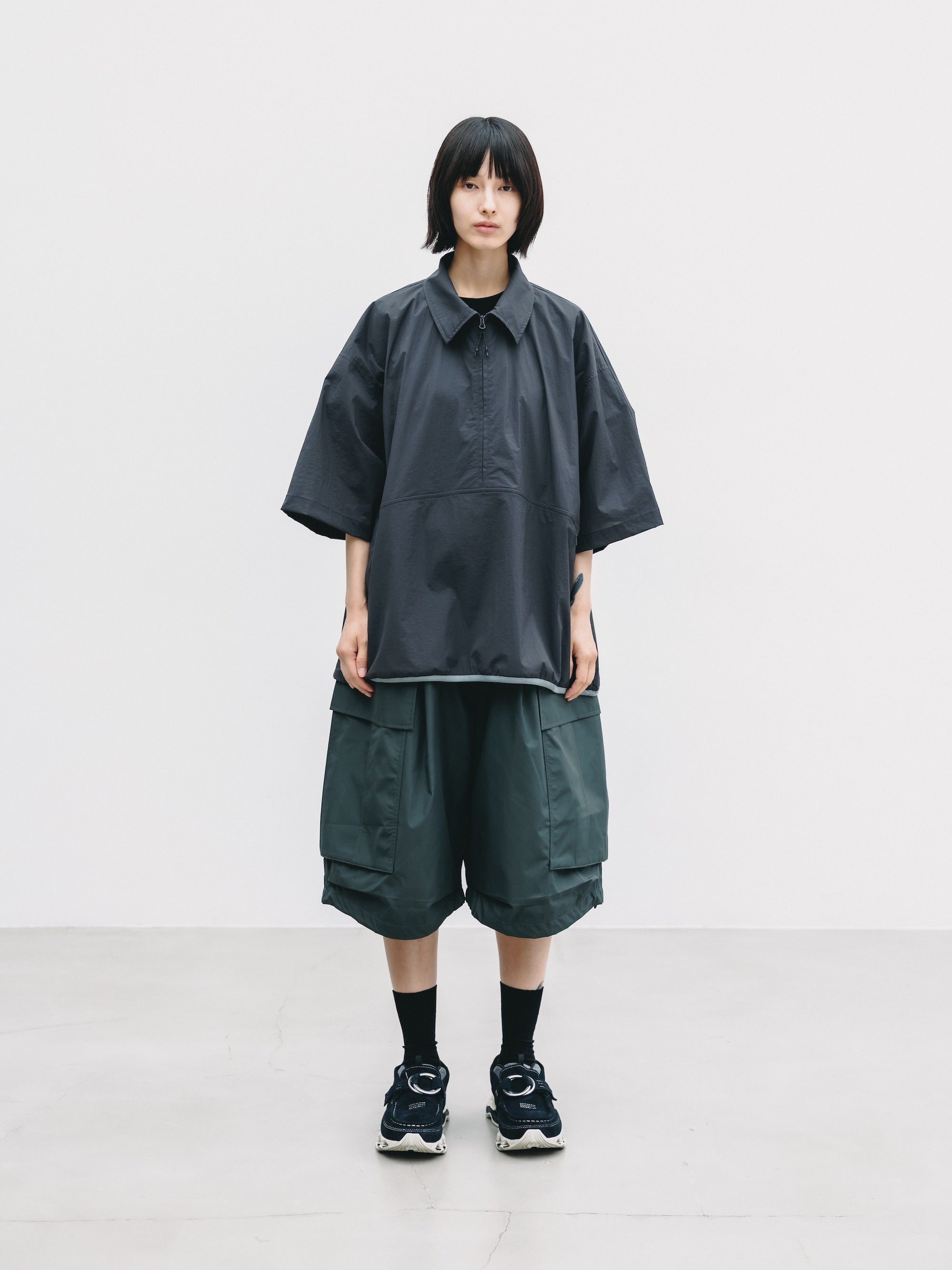 【6.20 SAT 20:00- IN STOCK】HALF ZIP TRAIL S/S SHIRT (BLACK)