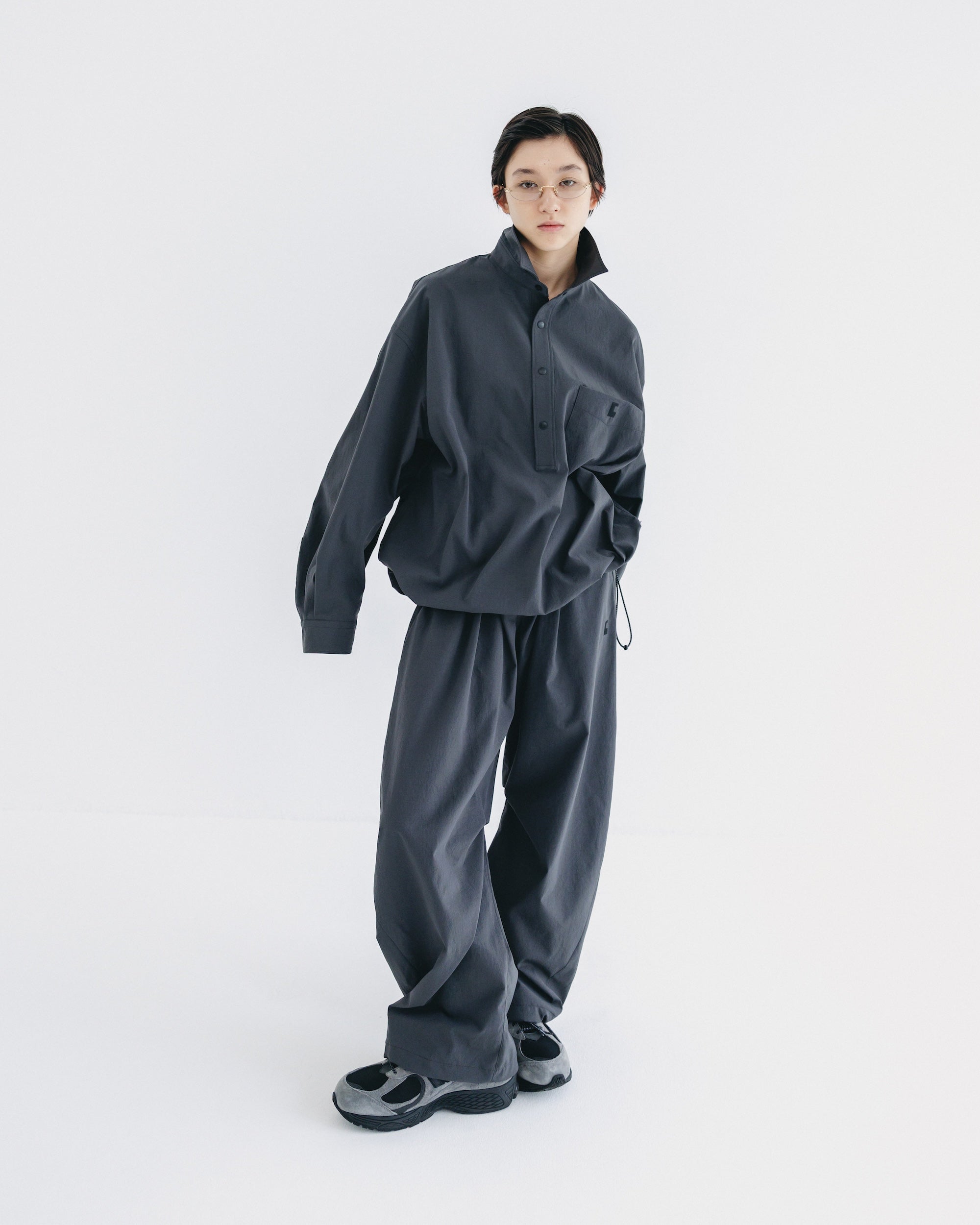 【9.20 SAT 20:00- IN STOCK】CITY UNIFORM BARREL LEG EASY PANTS (GRAY)