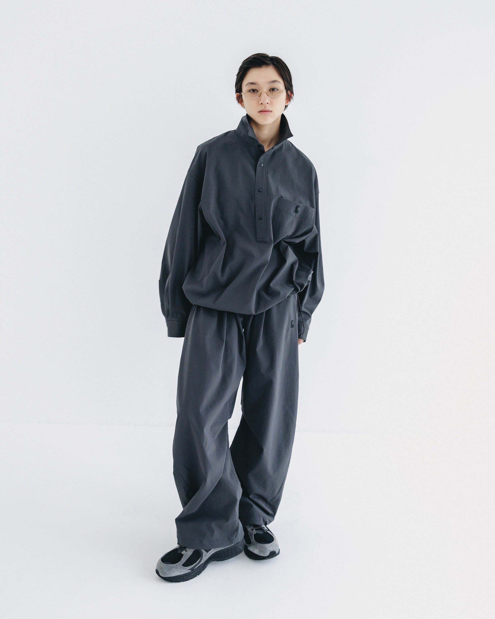 【9.20 SAT 20:00- IN STOCK】CITY UNIFORM BARREL LEG EASY PANTS (GRAY)