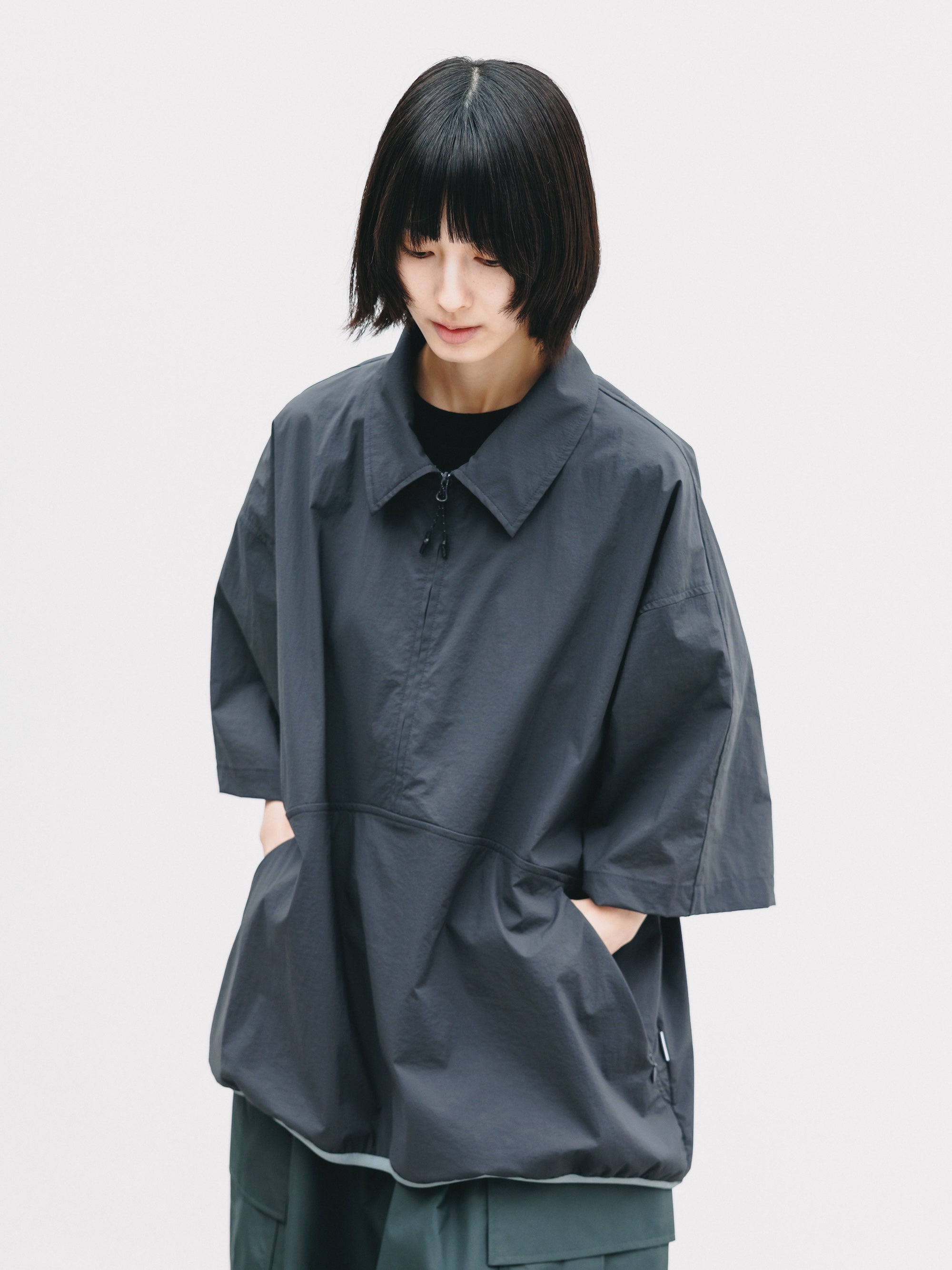 【6.20 SAT 20:00- IN STOCK】HALF ZIP TRAIL S/S SHIRT (BLACK)