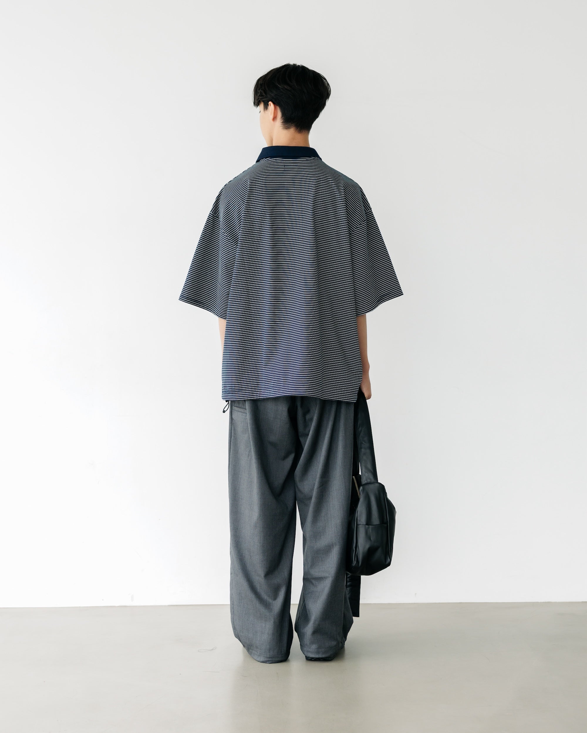 WOOL GABARDINE CITY UNIFORM WIDE STRAIGHT PANTS (GRAY)