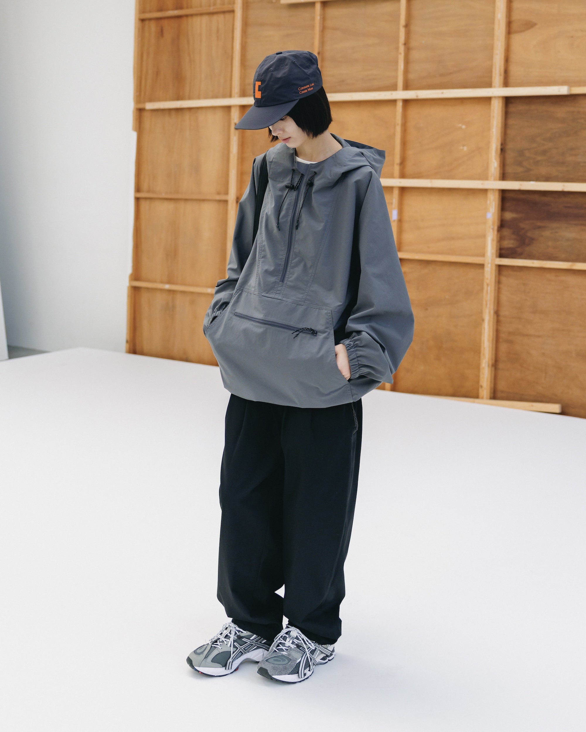 PACKABLE CITY ANORAK PARKA (GRAY(MINI GRAPH CHECK))