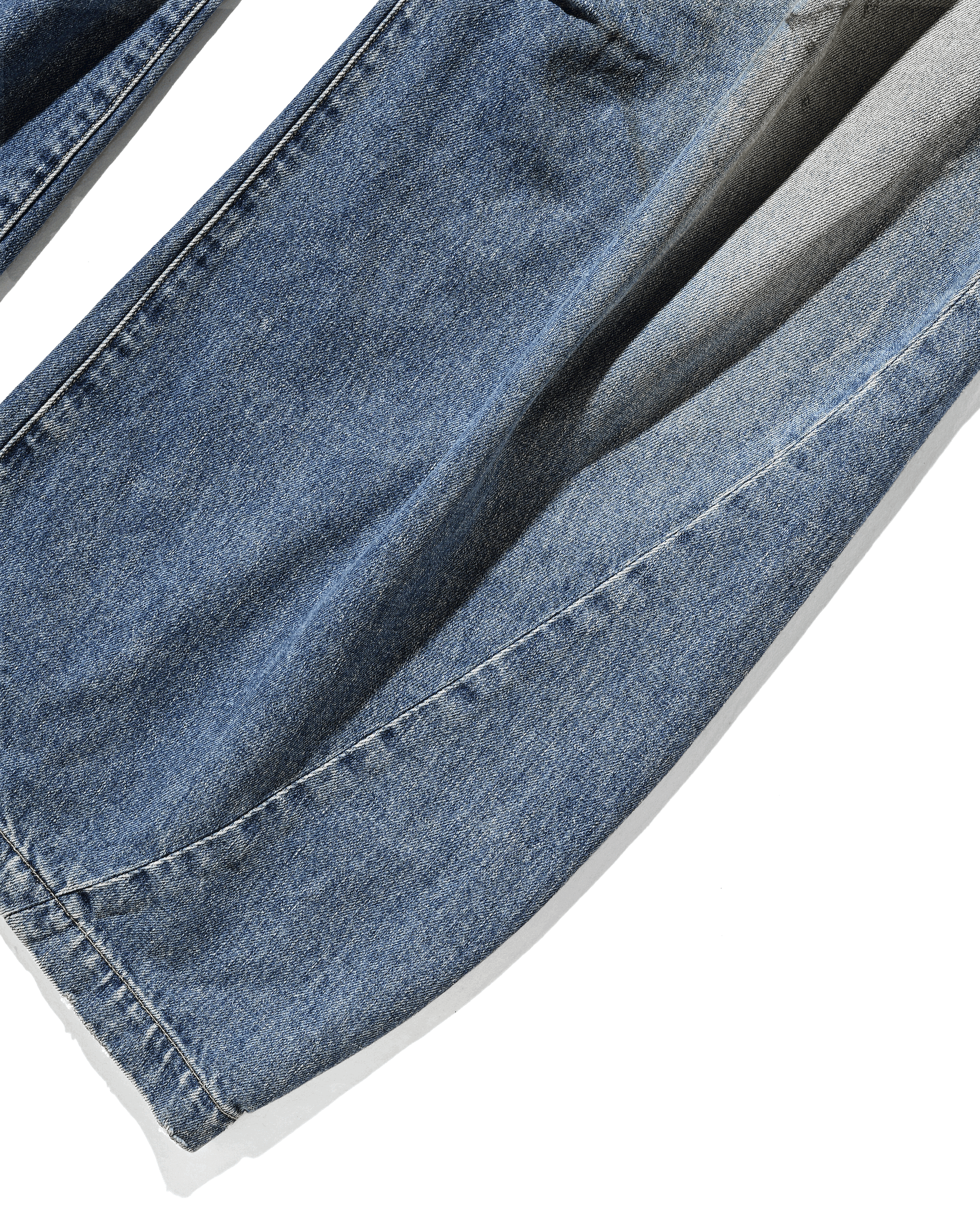 【10.1 WED 20:00- IN STOCK】VINTAGE DYED SELVEDGE DENIM BARREL LEG PANTS (VINTAGE LIGHT INDIGO)