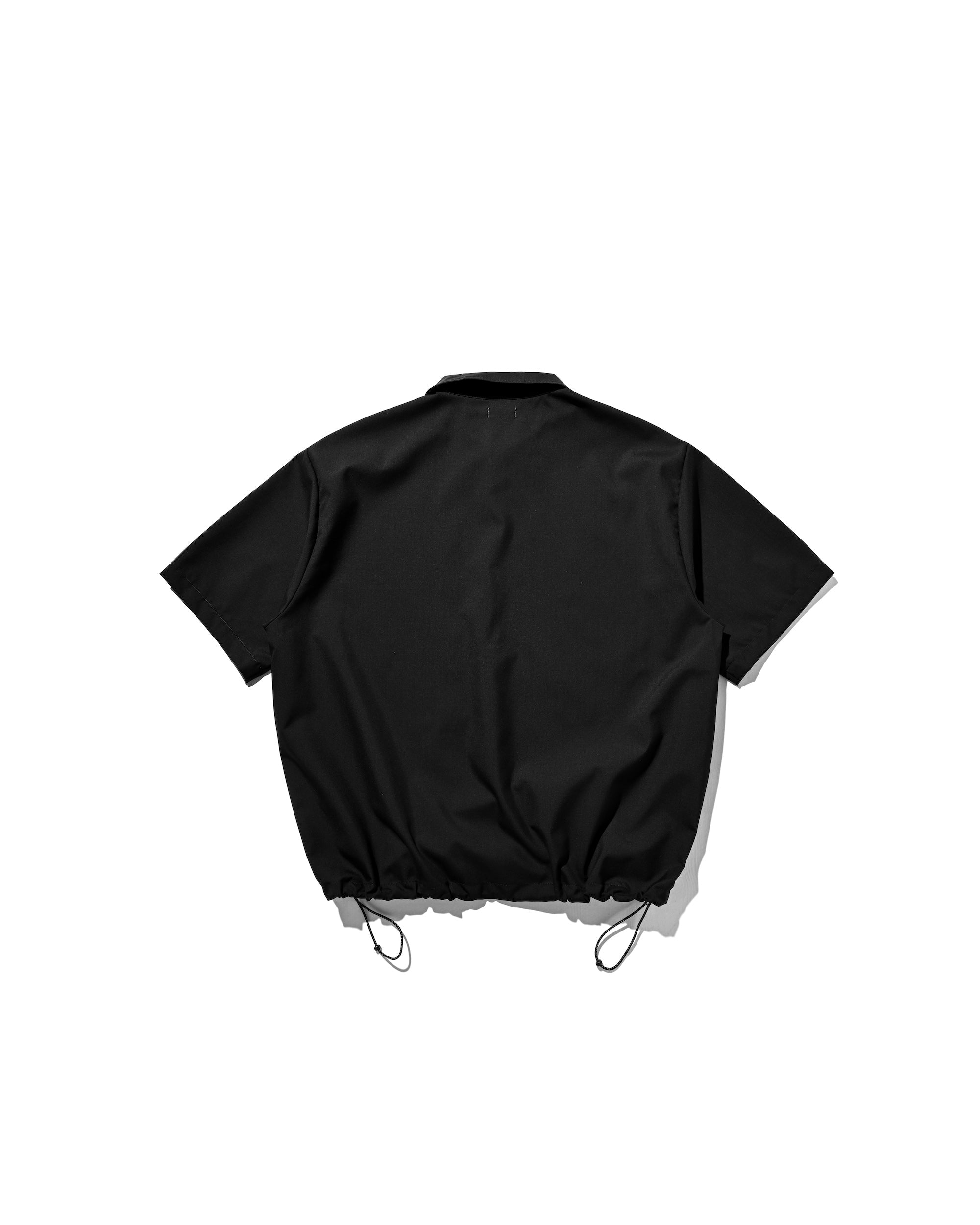 TROPICAL WOOL CITY S/S HALF ZIP SHIRT (BLACK)