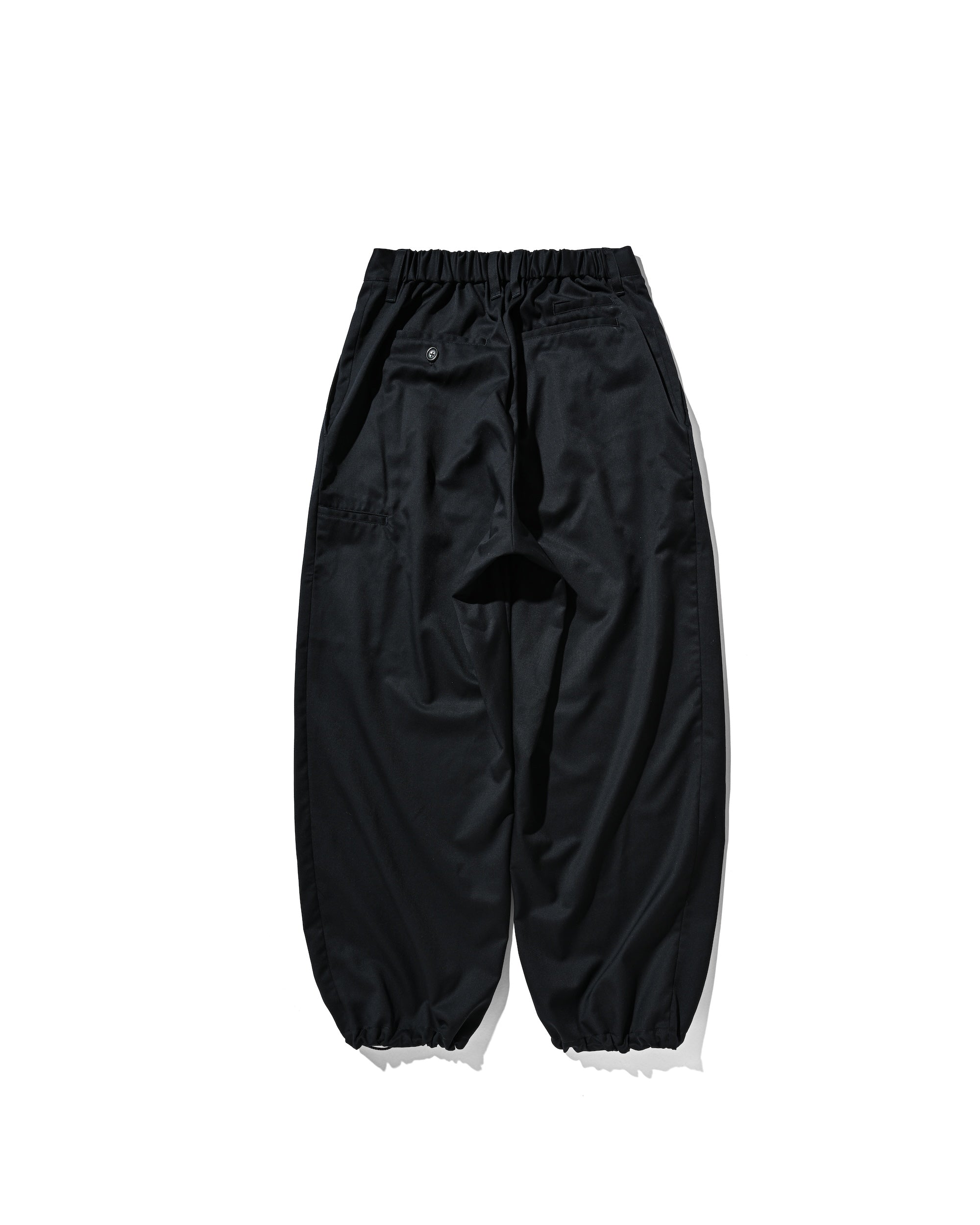 WOOL GABARDINE CITY UNIFORM WIDE STRAIGHT PANTS (NAVY)