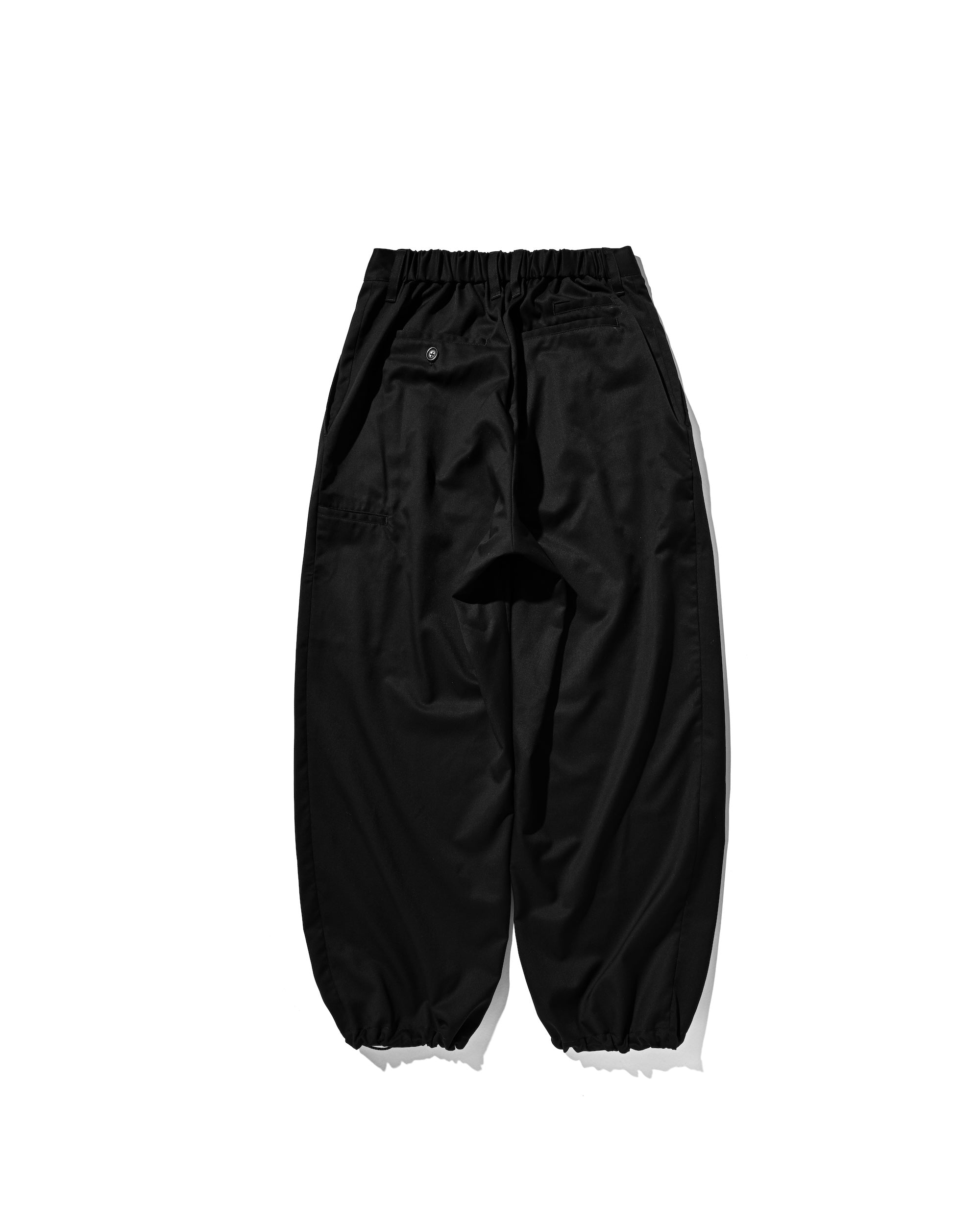 WOOL GABARDINE CITY UNIFORM WIDE STRAIGHT PANTS (BLACK)